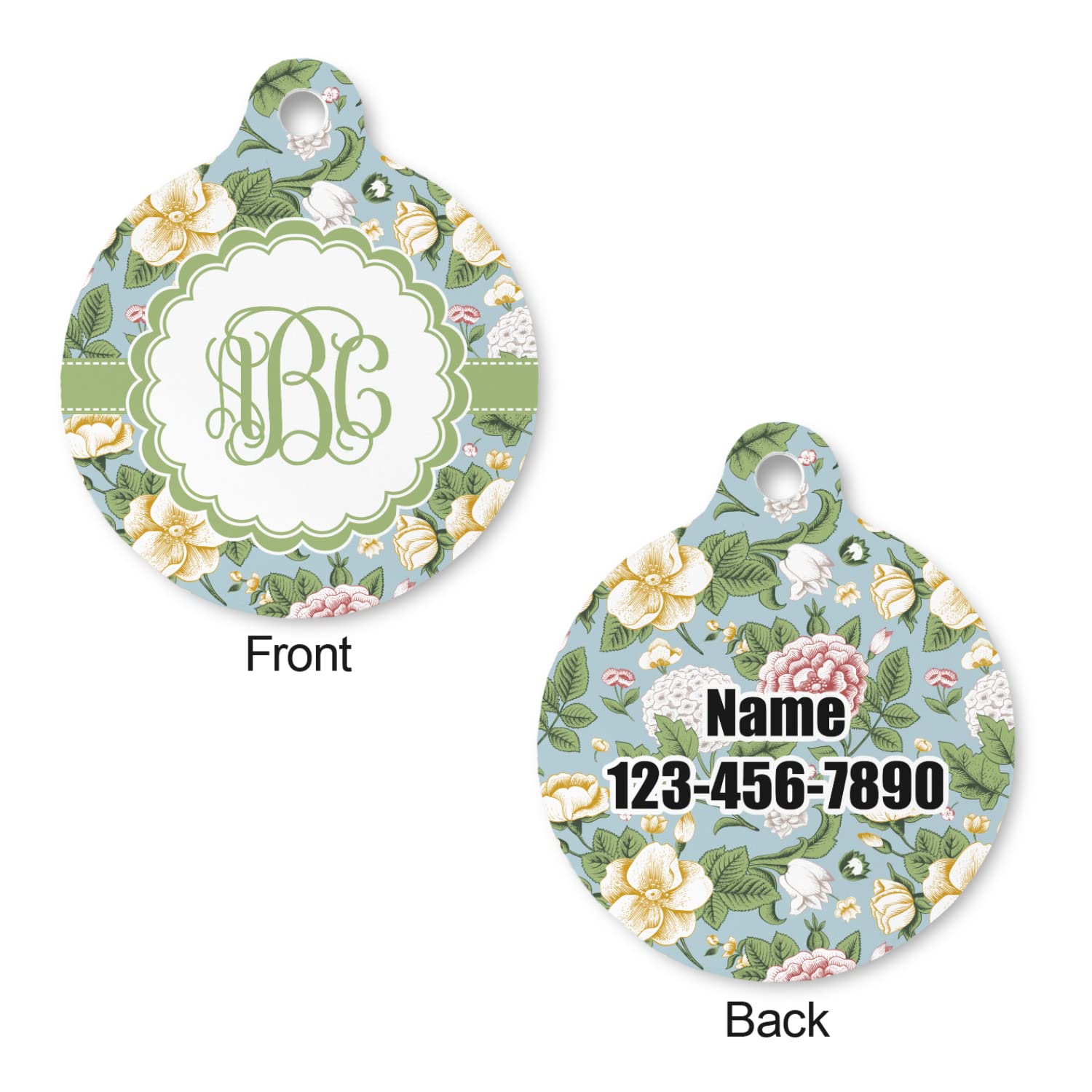 YouCustomizeIt Personalized Vintage Floral Round Pet ID Tag - Small