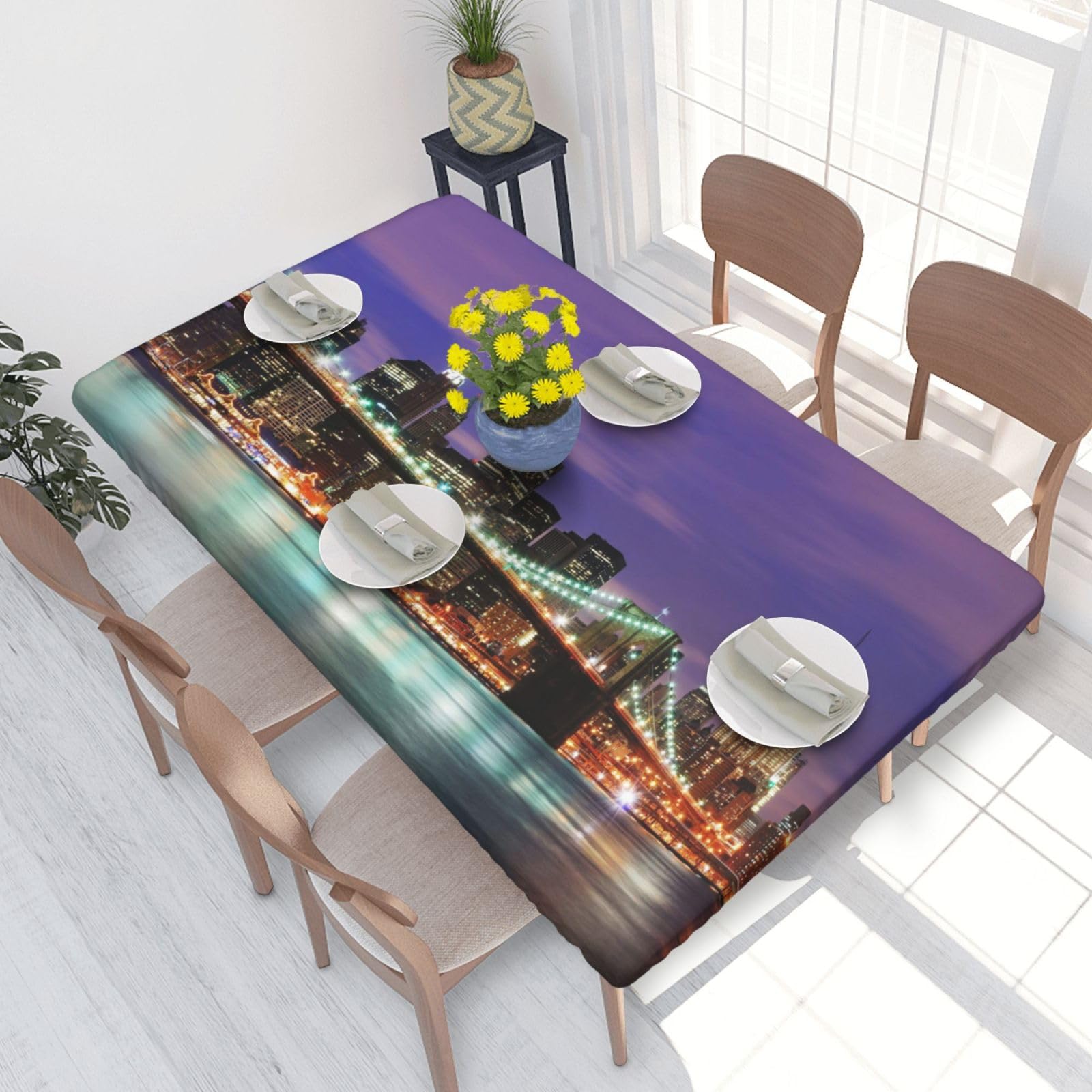 WKSGDSG Fitted Tablecloth For Dining Room 4ft, Elastic Edged Table Cover