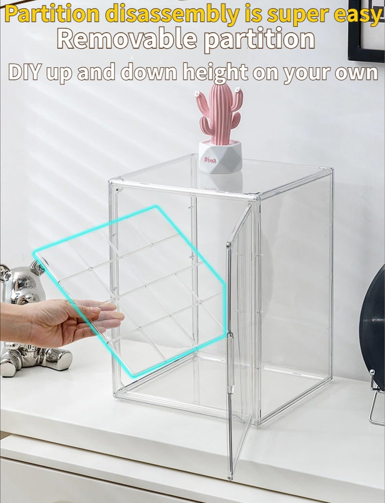 Vitrina de panadería, vitrina de postres de acrílico transparente con estantes extraíbles para pasteles, pasteles y donas