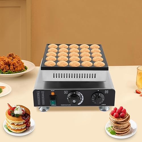 Miniatura 7 de Mini Dutch Pancake Baker Maker,25Pcs Electric Muffin Maker Stainless Steel for Home Kitchen, Cafe or Bakery,Commercial Non-stick Pancake Baker