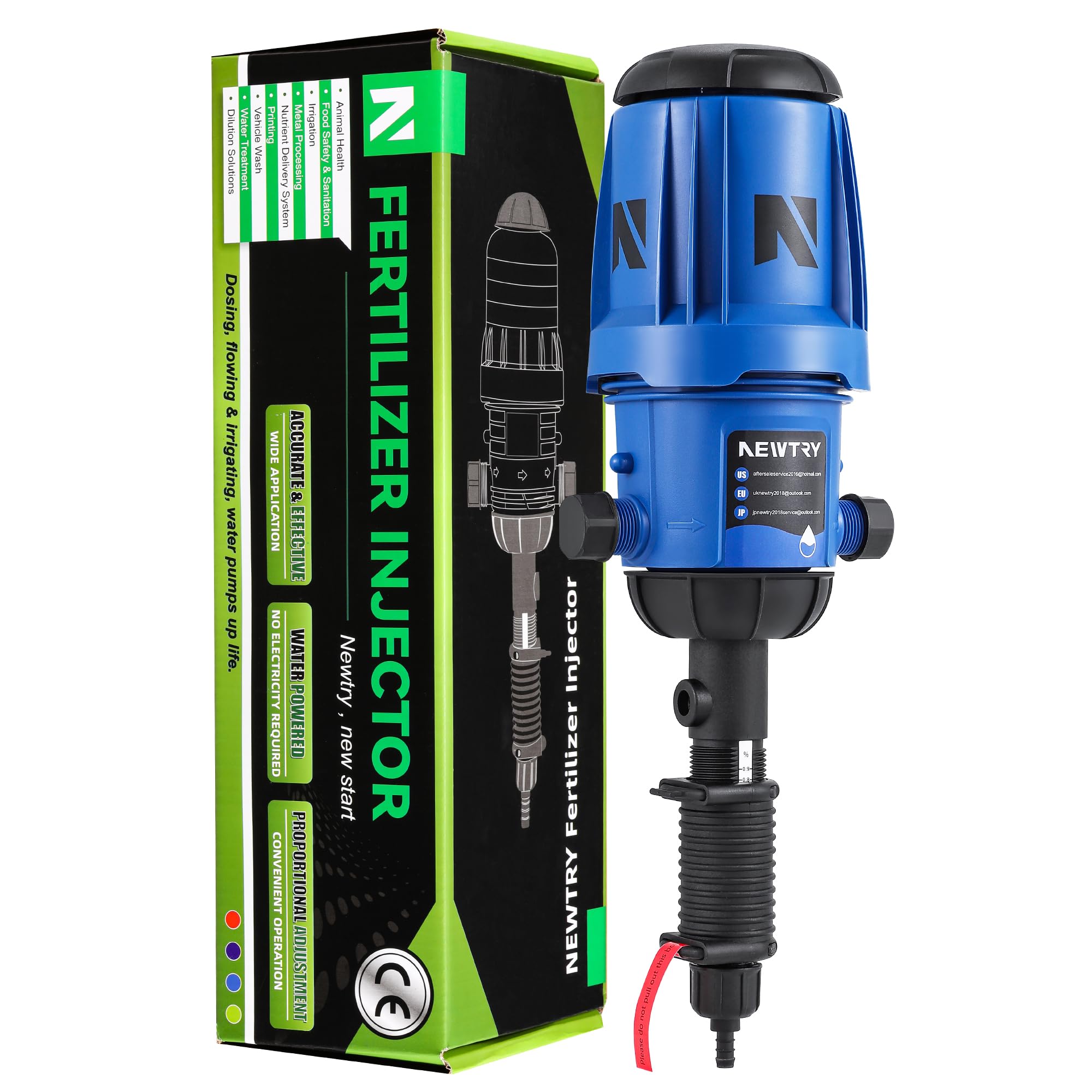 NEWTRY Dünger Dosierer chemische Mittel Mischer, 1~10% einstellbare Düngerinjektor Dosierpumpe, Wasserbetriebener Flüssigkeitsdosierer für Garten, Bewässerung & Hydroponisches System, Bauernhof
