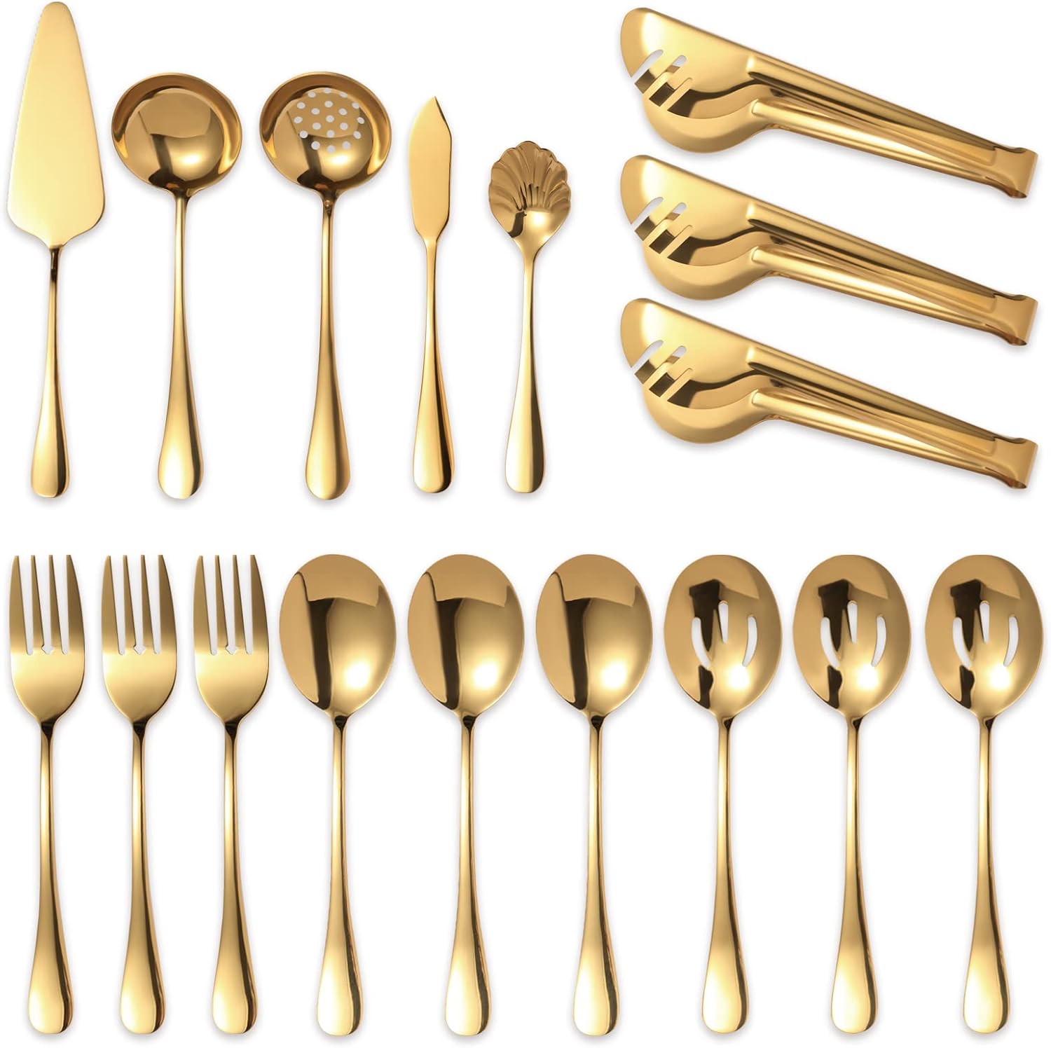 Gold Serving Utensils,17 Pcs Stainless Steel Serving