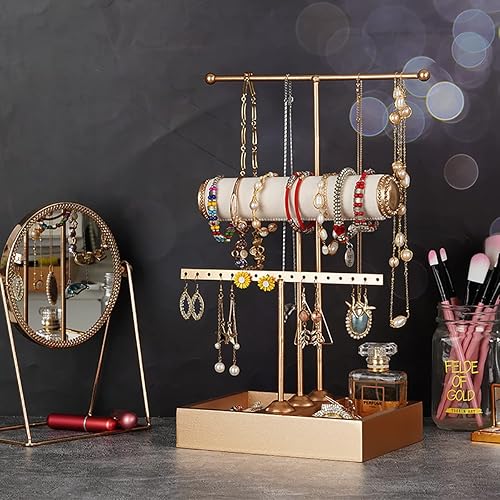 Miniatura 2 de Organizador de joyas de 3 niveles para colgar, organizador de joyas para aretes, collares, pulseras, anillos, perfumes, caja organizadora de