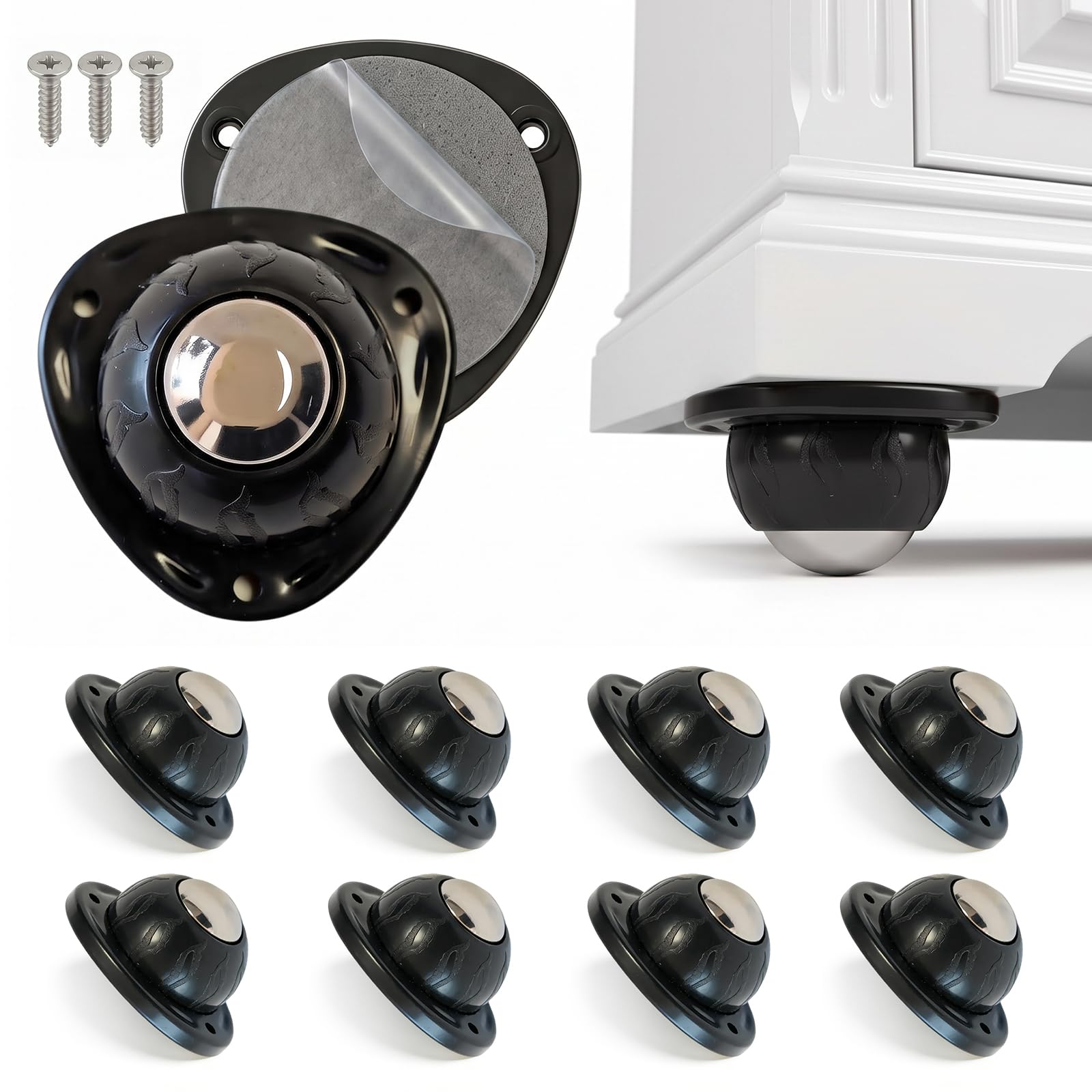 Heavy Duty Furniture Casters - Stick-On Wheels -12
