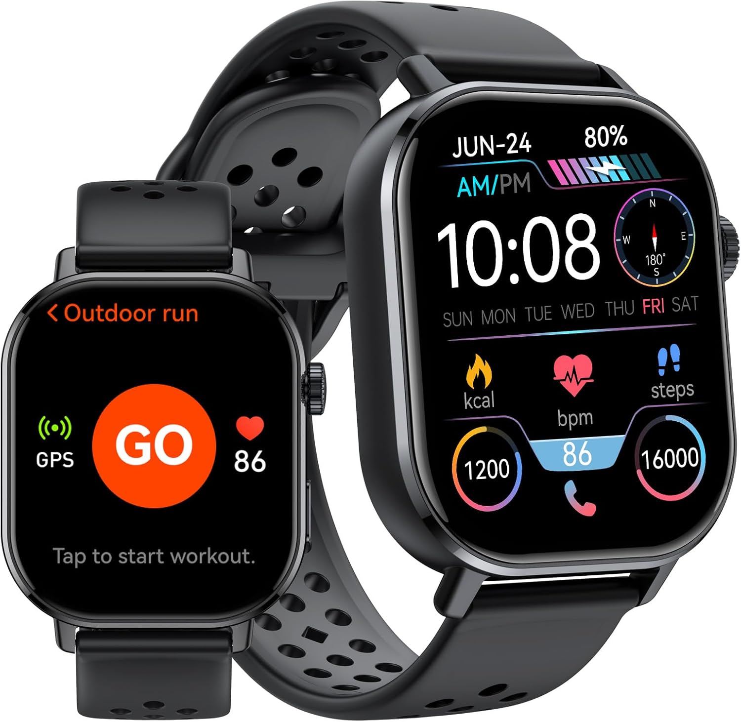 Smart Watch for Men(Answer/Make Calls) ,2.06"HD Fitness Watch with 110+ Sports Modes, 2026 New Fitness Tracker Built-in GPS,Heart Rate/Sleep Monitor, 5ATM Waterproof for Outdoor Android iOS,Black
