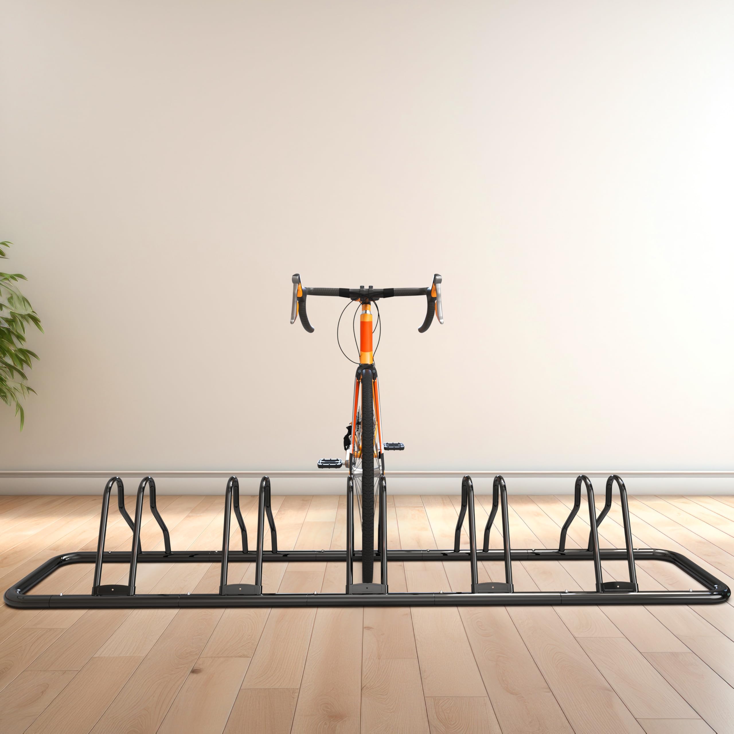 Simple Houseware 5 Bike Bicycle Floor Parking Adjustable Storage Stand, Black
