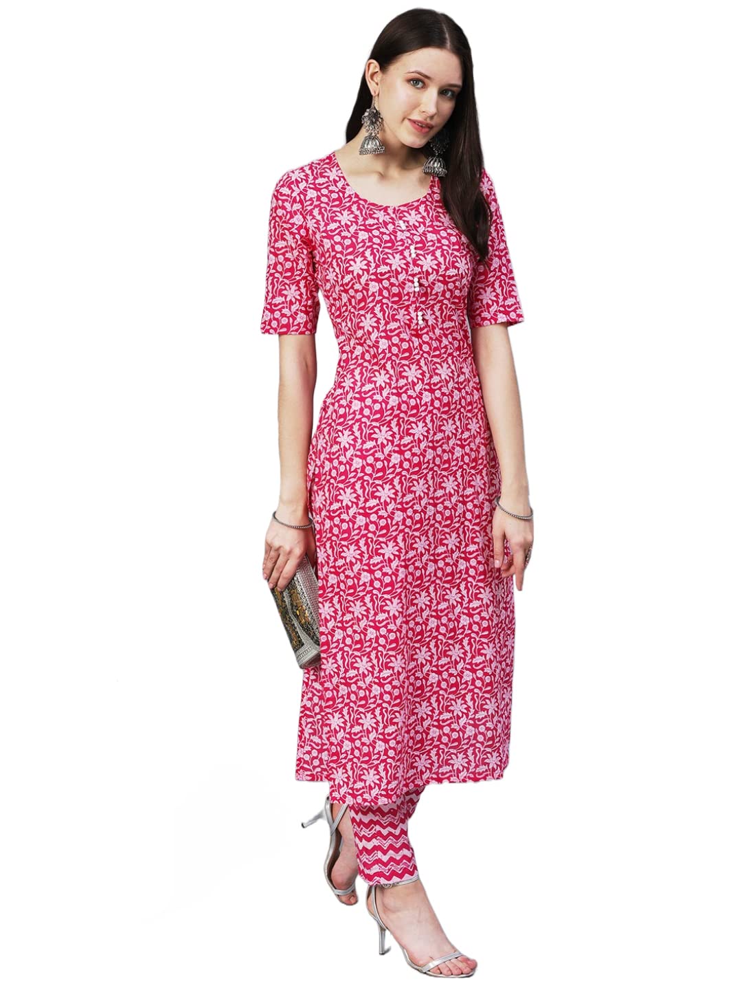 ANNI DESIGNER Kurta avec pantalon en coton mélangé pour femme