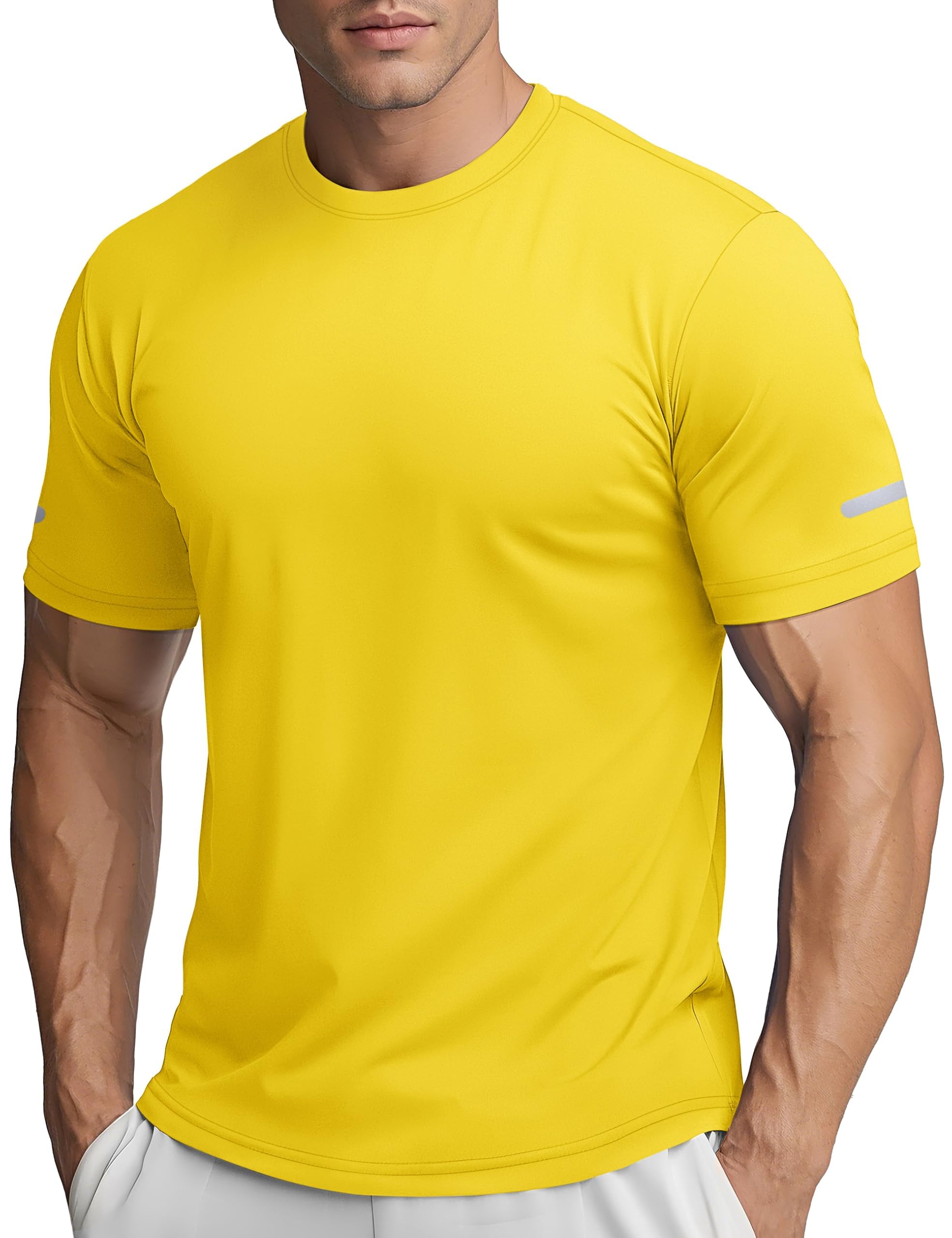 TACVASEN UV Shirt Herren Sportshirt Kurzarm UPF 50+ Sonnenschutz Atmungsaktive Funktionsshirt Laufshirts mit Reflektierender Streifen