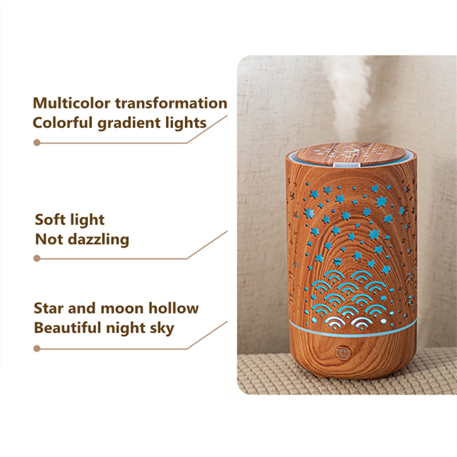 Nawilżacz mgiełki 230 ml wydrążony aromaterapia drewna USB nawilżacz powietrza ultradźwiękowy chłodna mgiełka aromat dyfuzor olejków eterycznych vaporizer nawilżacz (kolor: B)