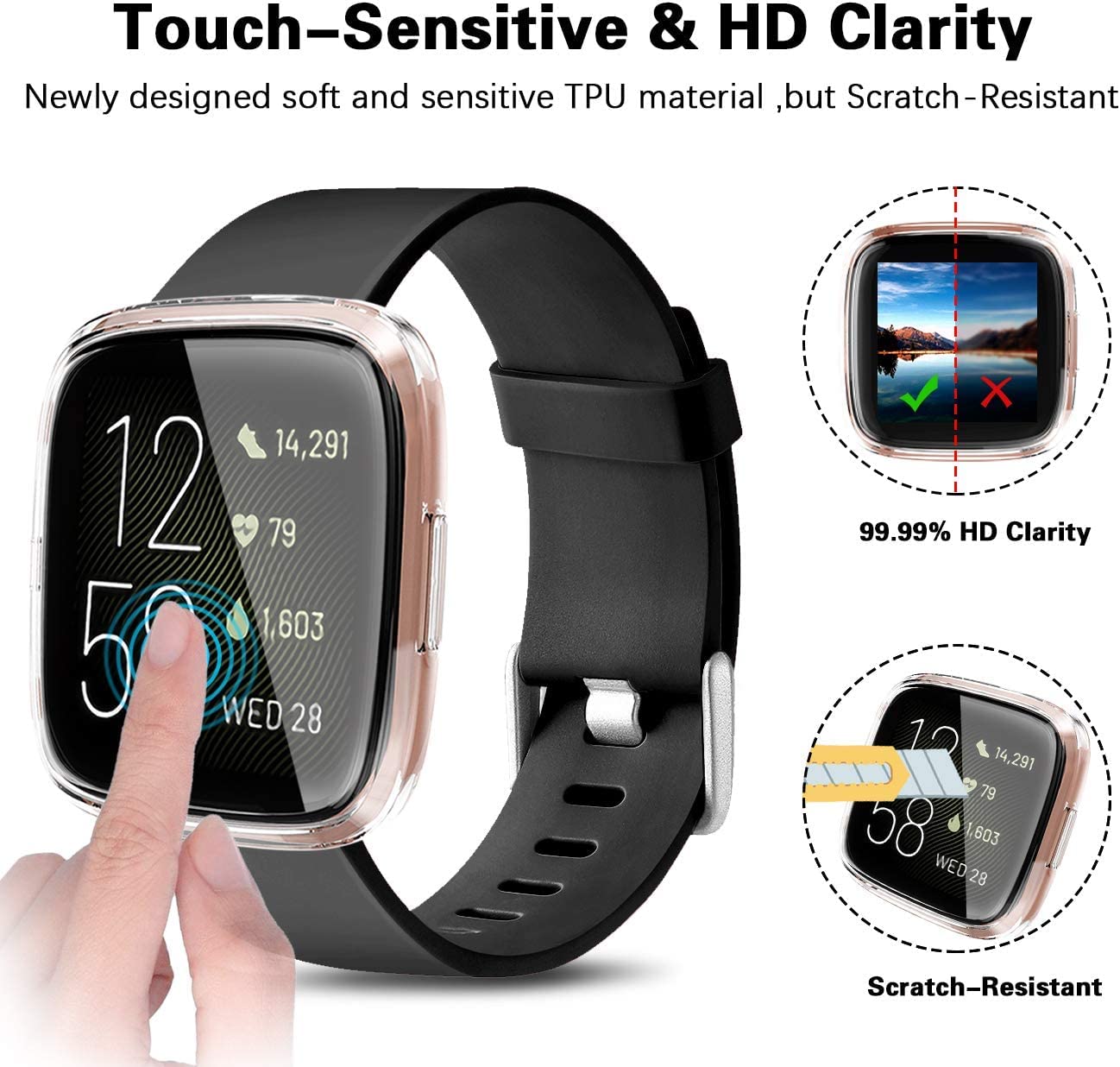Fitbit Versa2 専用品 Amazon.co.jp: For Fitbit Versa 2ケースと互換性のあるフルカバー