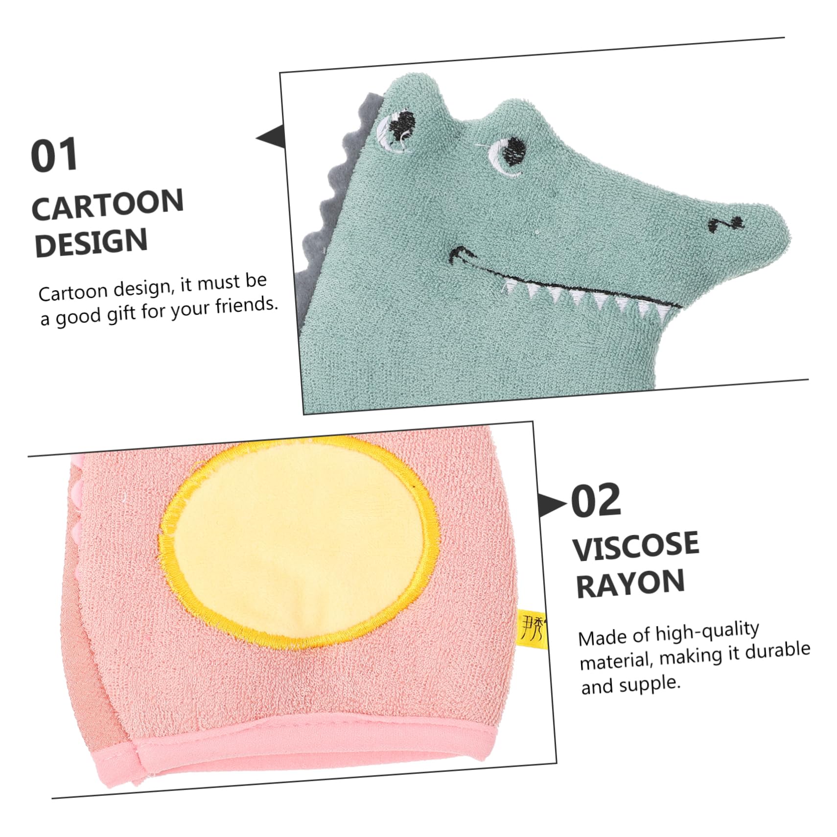 FOMIYES 3 Set di Guanti da Esfolianti Riutilizzabili Morbidi E Confortevoli con Design a Cartoni Animati per Ragazzi E Ragazze Antiscivolo 2 Pezzi*3