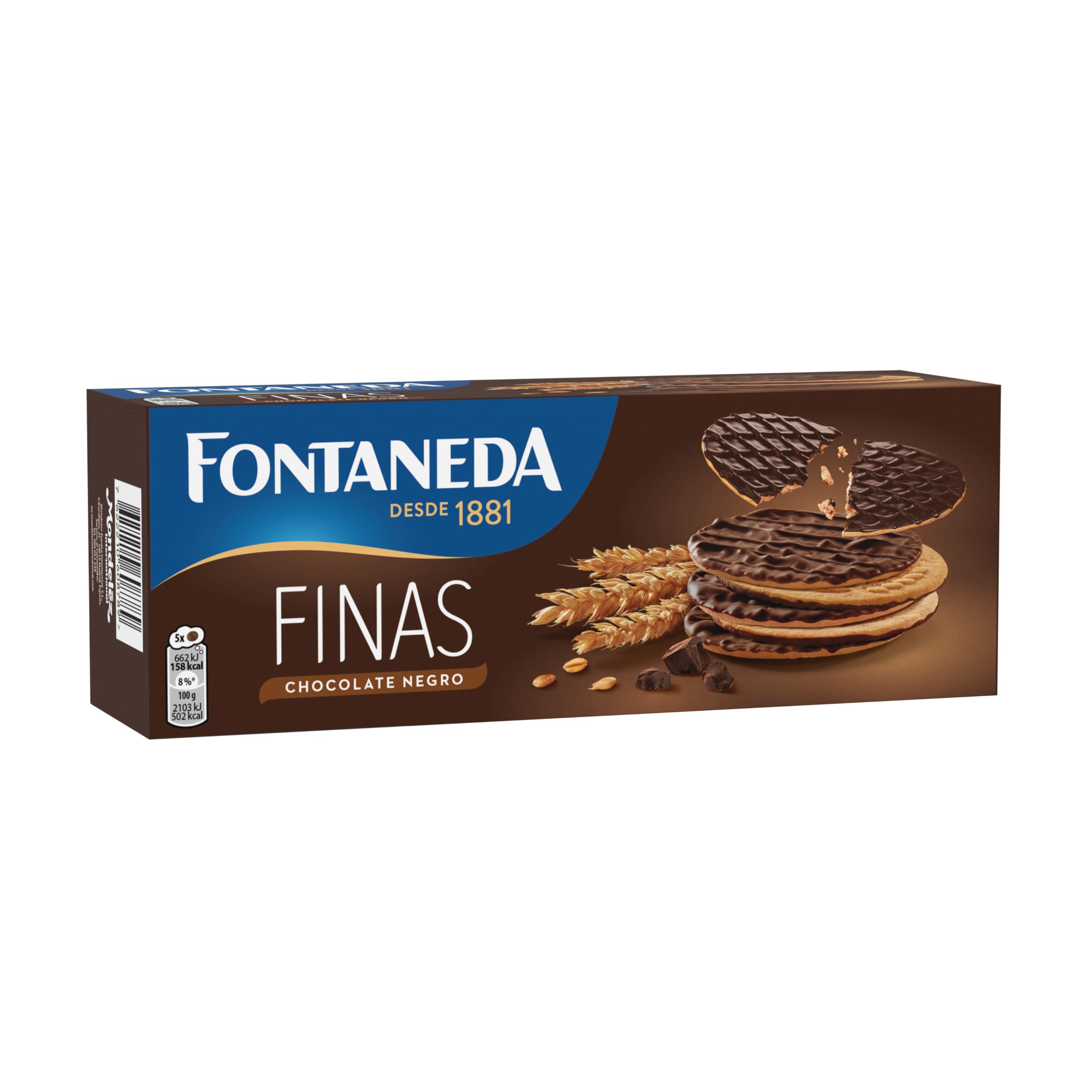 Fontaneda Galletas Digestive Finas Cubiertas de Chocolate Negro, 170 g