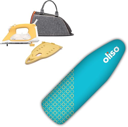 Oliso TG ProPlus SmartIron de 1800 W con elevación automática, amarillo, estilo moderno, suela de cerámica, incluye plancha, protector de suela de