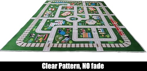 Vista 4 de Alfombra de juego para sala de juegos para niños, camino de la vida urbana para automóviles, divertido mapa de ciudad para juguetes de pista