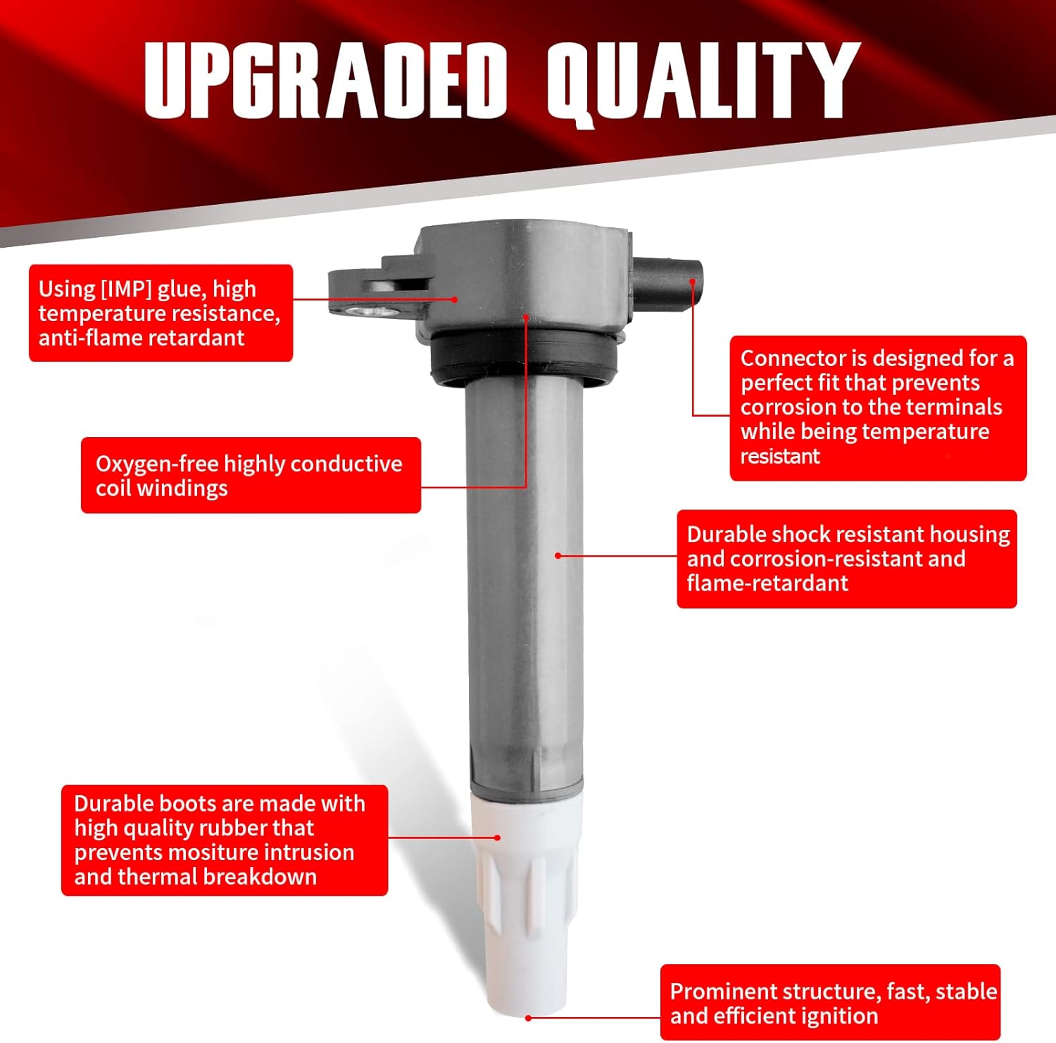 Set of 6 Ignition Coils UF502 Compatible with Chrysler Dodge Charger V6 2.7L 3.5L Nitro V6 4.0L and Grand Carava V6 4.0L - Replaces 4606869AA 4606869AB