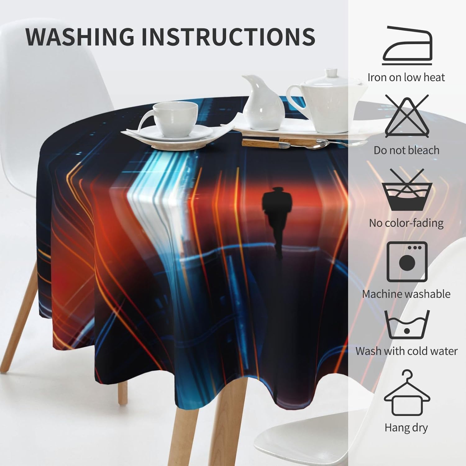 Abstract People2 Print Wrinkle Free Dining Table Cover for Birthday Party Farmhouse Tablecloths Up to 60 x 60 Inches