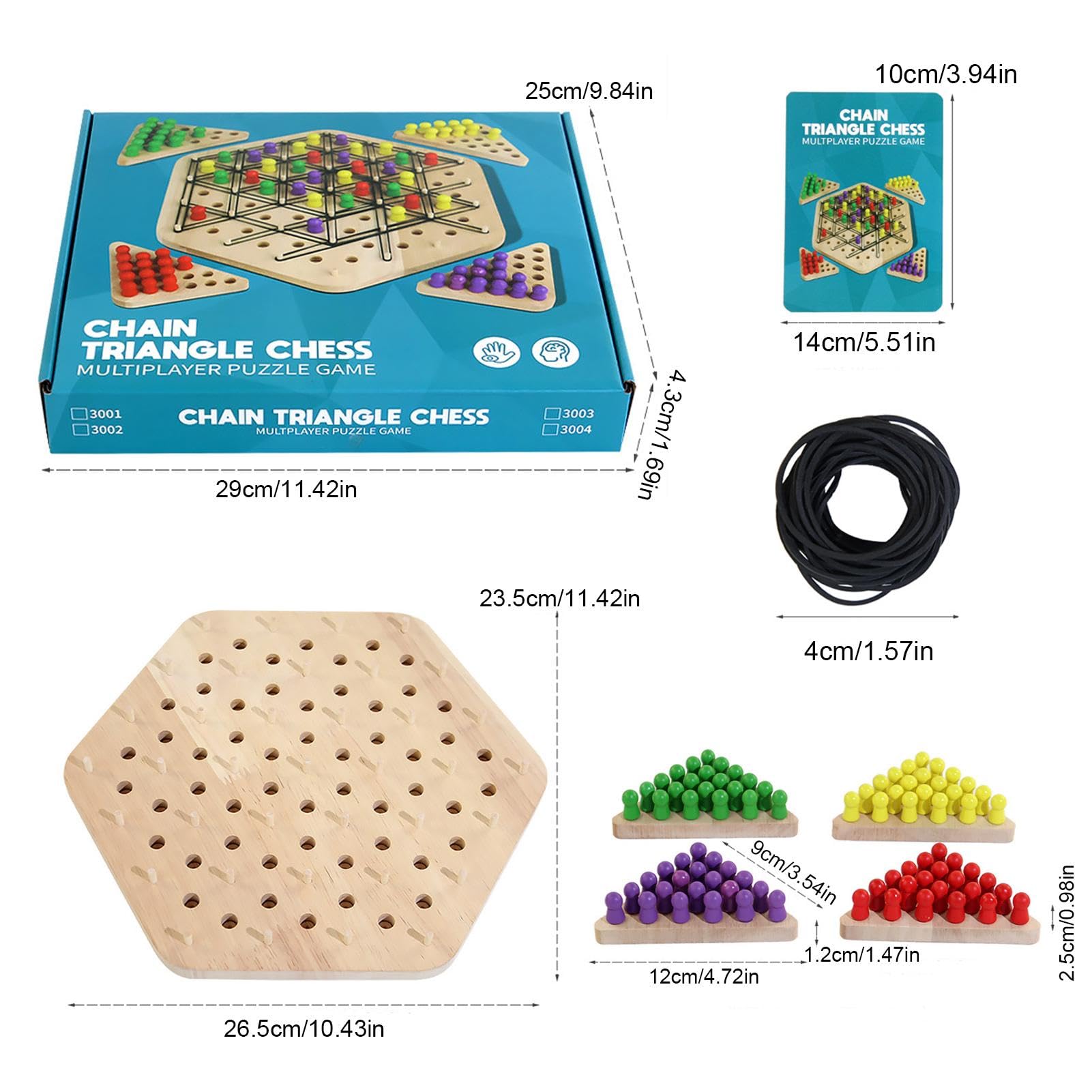 Chain Chess Game for Kids, Geometry Chain Chess Game, Fun Chess Game, Brain Teaser Strategy Game, Triangle Chess Game, Educational Strategy Board Game for 2-4 Players