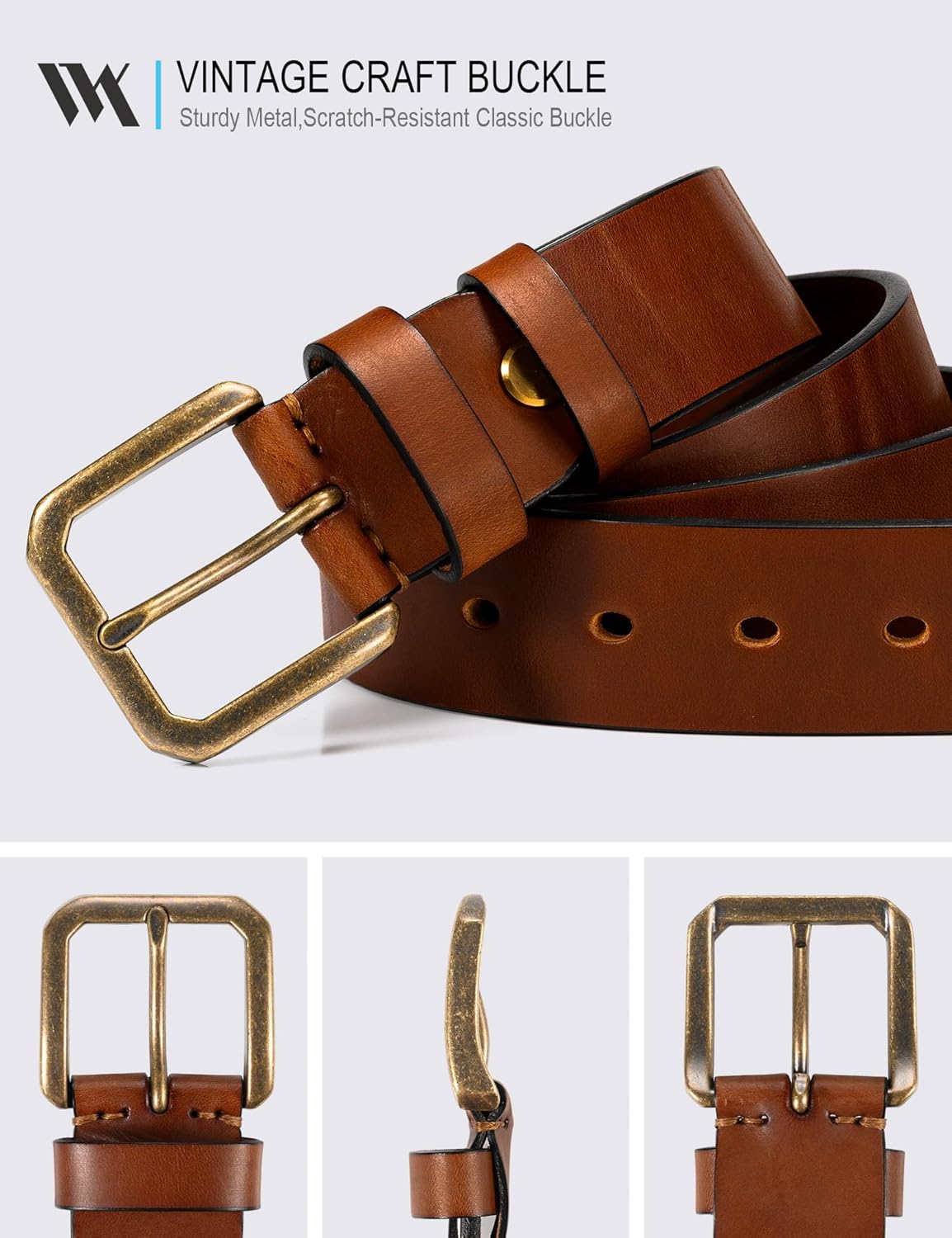 WOLFANT Thicken Full Grain Heavy Duty Casual Work Belts for Men,100% Italian Real Solid Leather - Image 3