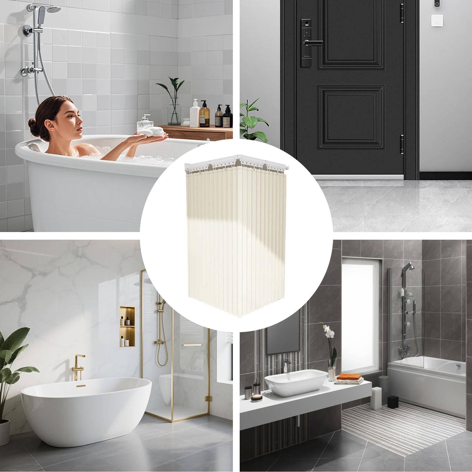 Barra Para Cortina De Ducha De Esquina Montaje En Pared Sin Taladro | Barra Para Cortina De Baño スポーツ アウトドア ハイキング スキー り キャンプ け