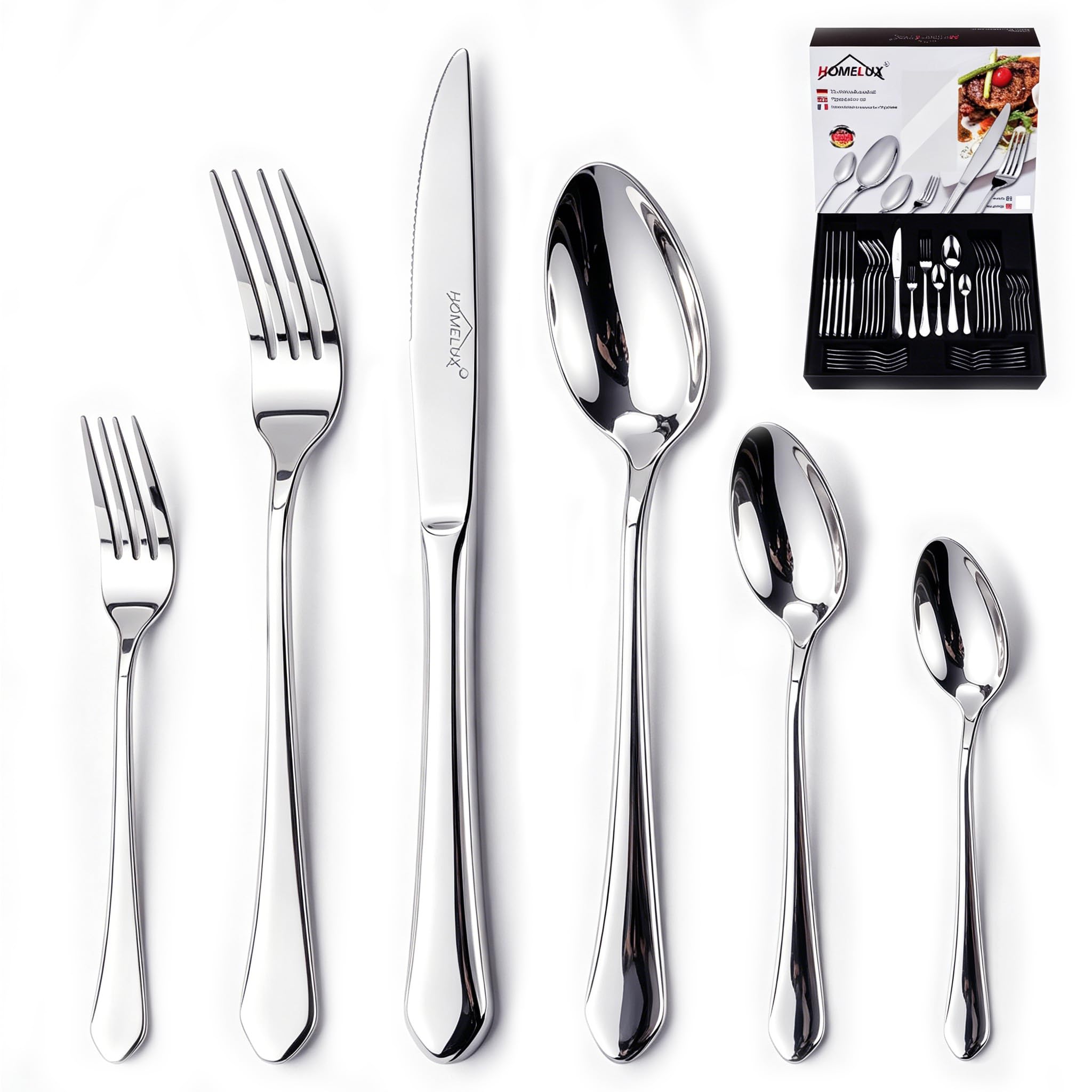Besteck Set 12 Personen,72-tlg Edelstahl Besteckset,Spiegelpoliert HL-G2258