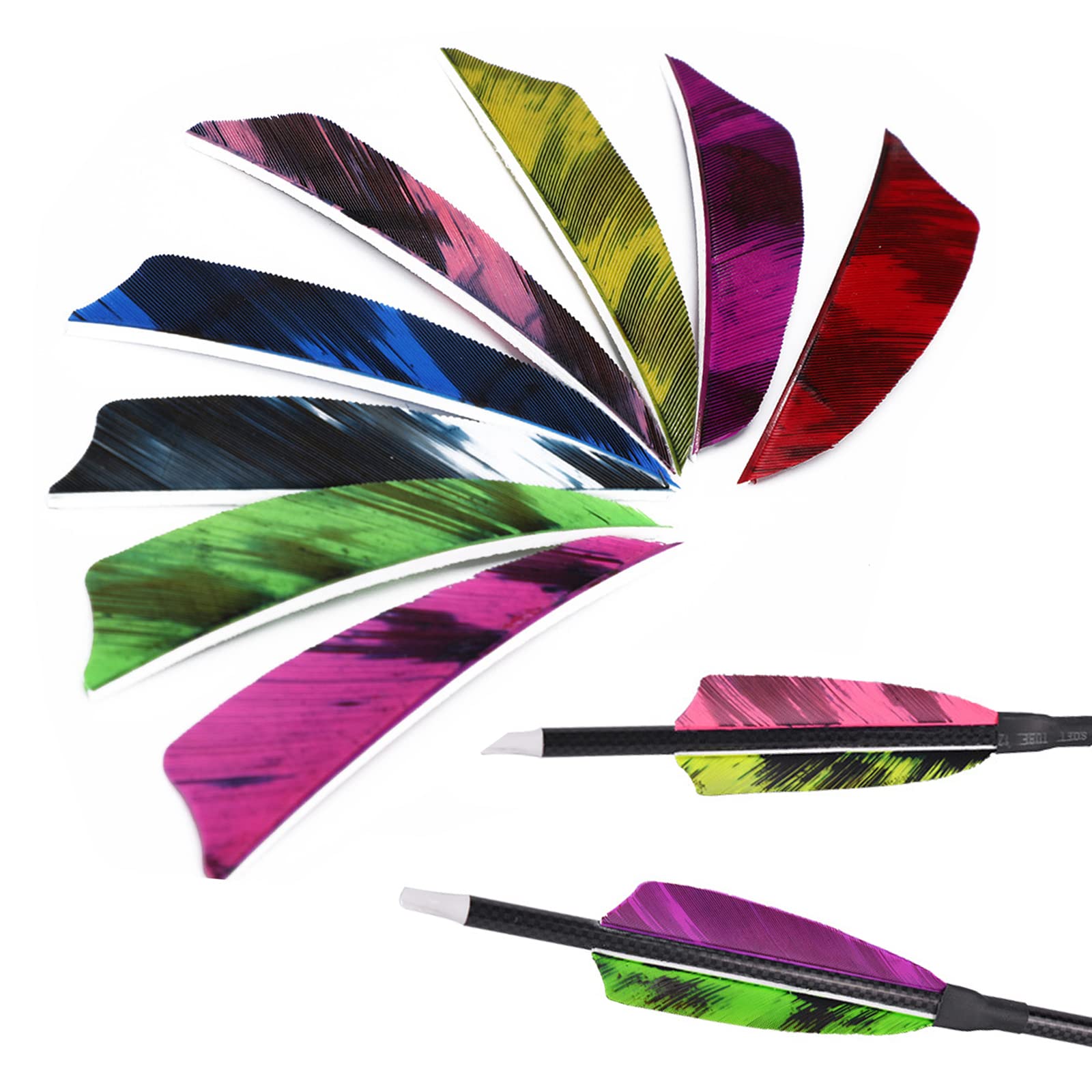 Lamehfyo 30pcs Turkey Feather Fletching 3/4 inch Arrow Feathers Vanes Arrow Fletching Right Wing for DIY Hunting Shooting Target Arrows (4", Red)