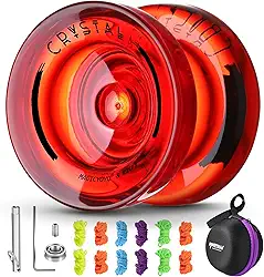 K2 Crystal Vermelho Yoyo Responsivo Profissional, Yoyo De Plástico De Dupla Finalidade Para Crianças Iniciantes, Rolamento Sem Resposta De Substituição Para Jogadores De Yoyo Avançados + Ferra