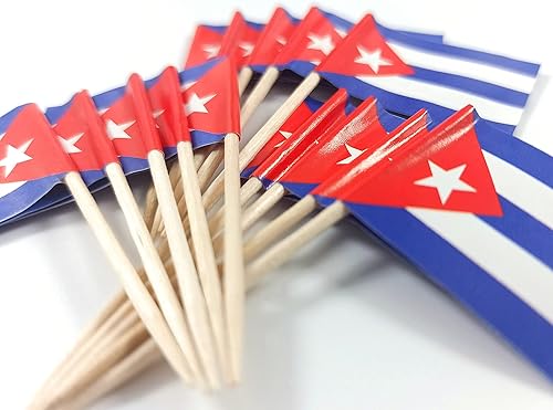 Miniatura 4 de Bandera cubana de palillo de dientes cubano pequeño para cupcakes, 100 unidades
