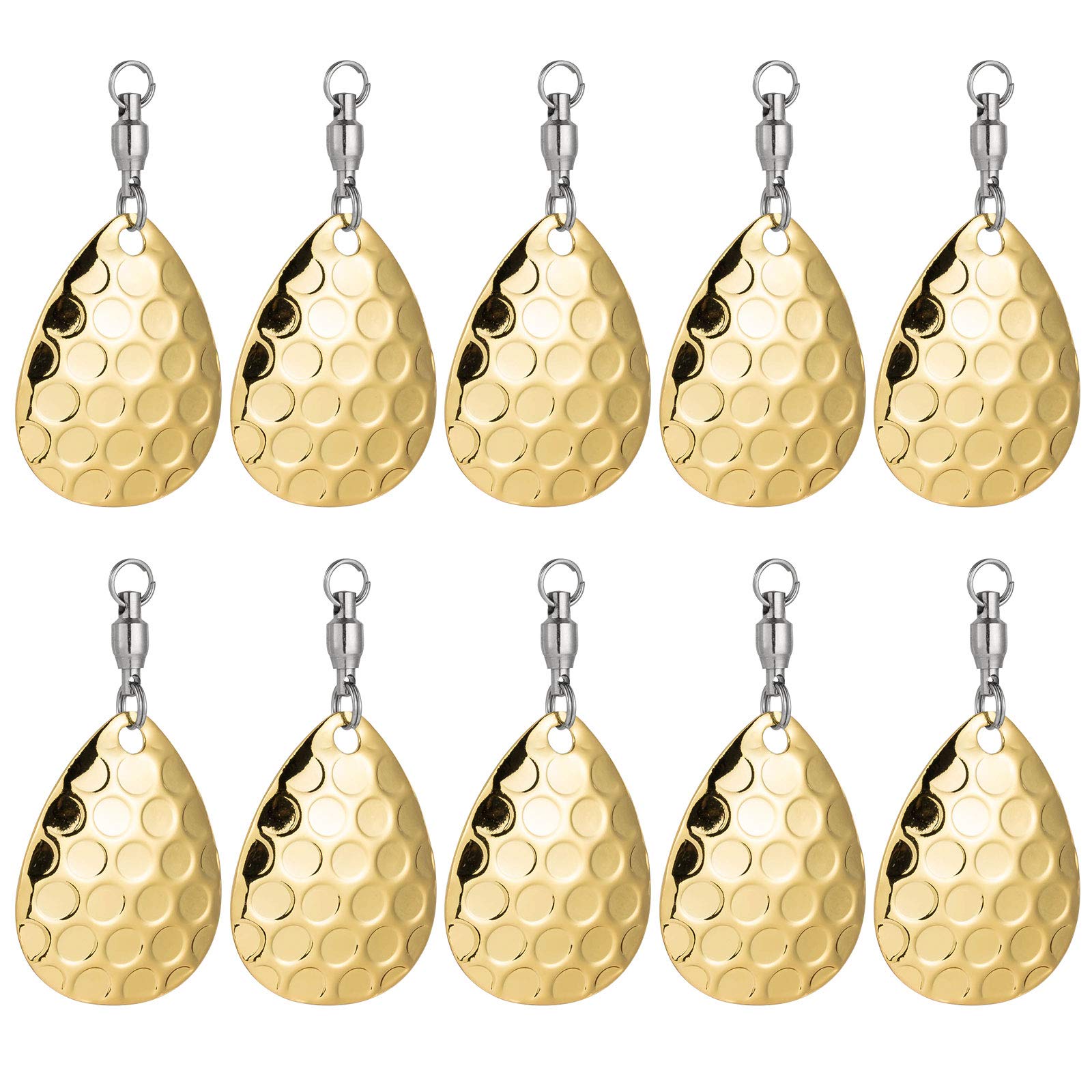 Alwonder10 Pack Spinner Blades with Ball Bearing Swivels Tail Spinner Spinnerbait Lure Making Supplies Bass Lures Soft Lures