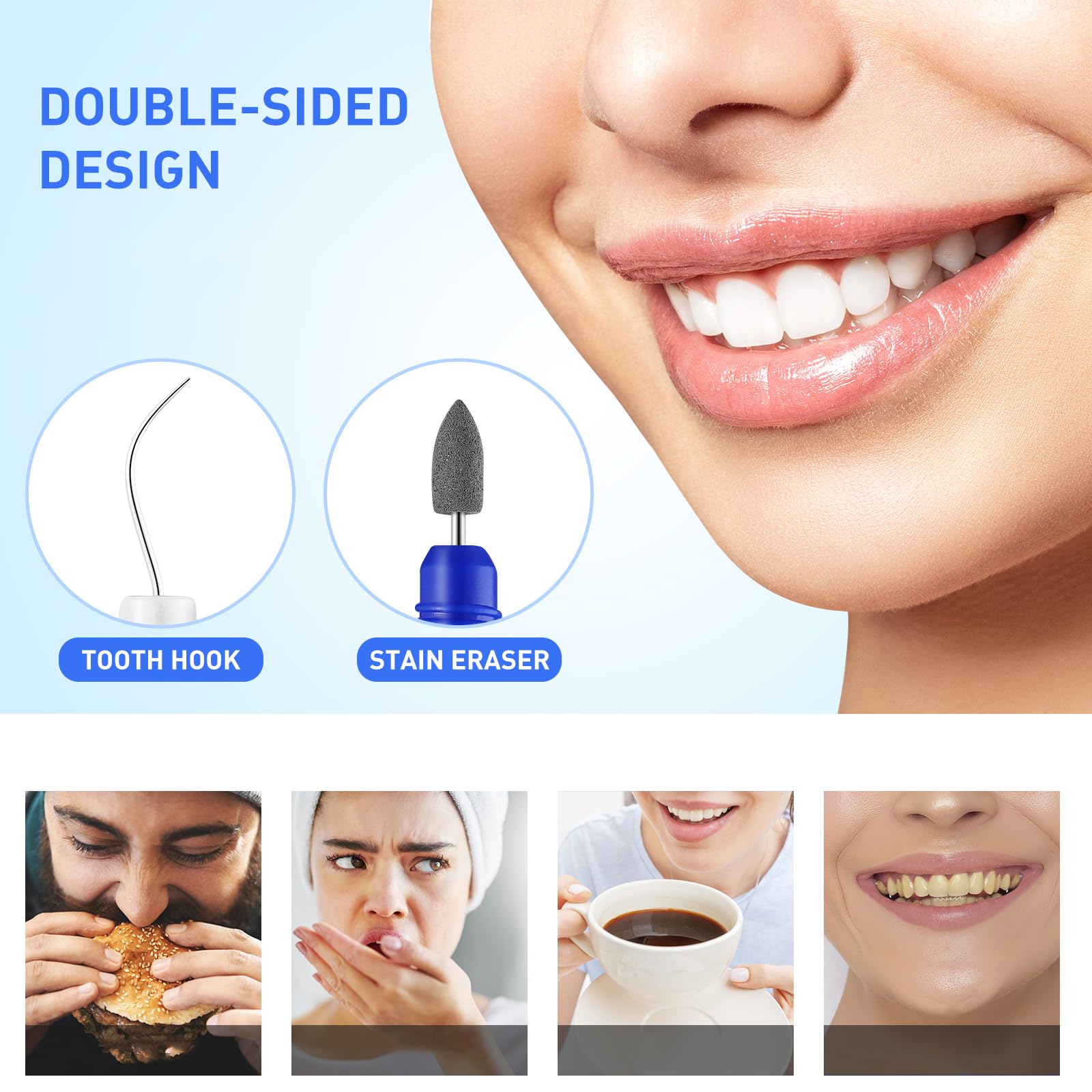 Herramienta para quitar placas de dientes de viaje, 1 juego de mini placas de viaje, gancho de tártaro, herramienta de limpieza de higiene de dientes con cadena 3