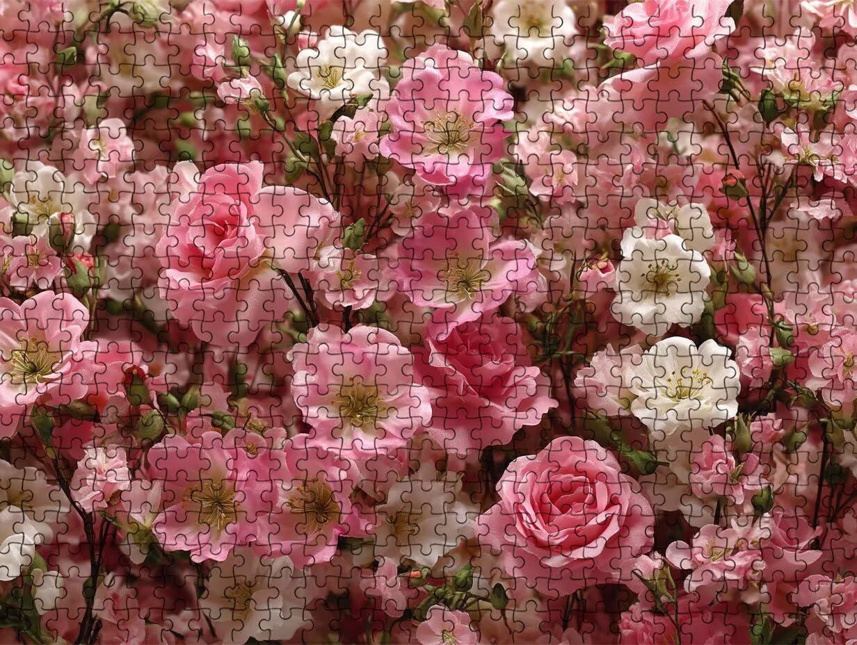 R2KH201 puzzle dla dorosłych, 5000 elementów, różowe kwiaty, wyzwanie dla rodziny, do zabawy, rękodzieło, puzzle zręcznościowe dla dorosłych, wyzwania