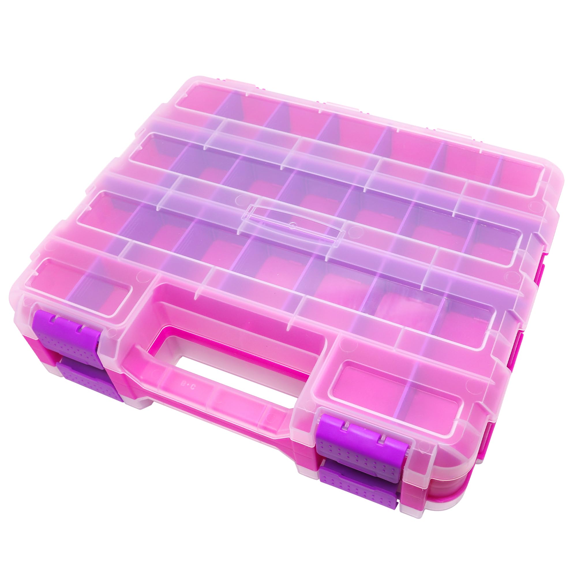 Pink Tools Box, 50-Compartment Double Side Small Parts Storage Box