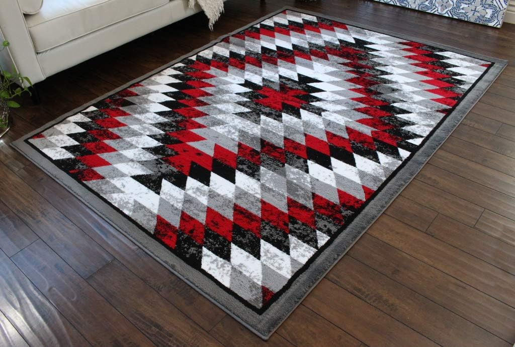 Masada Rugs, Stephanie Collection Area Rug Southwest Native American Distressed Design 1106 Red Grey White Black (5 Feet 3 Inch X 7 Feet 3 Inch)