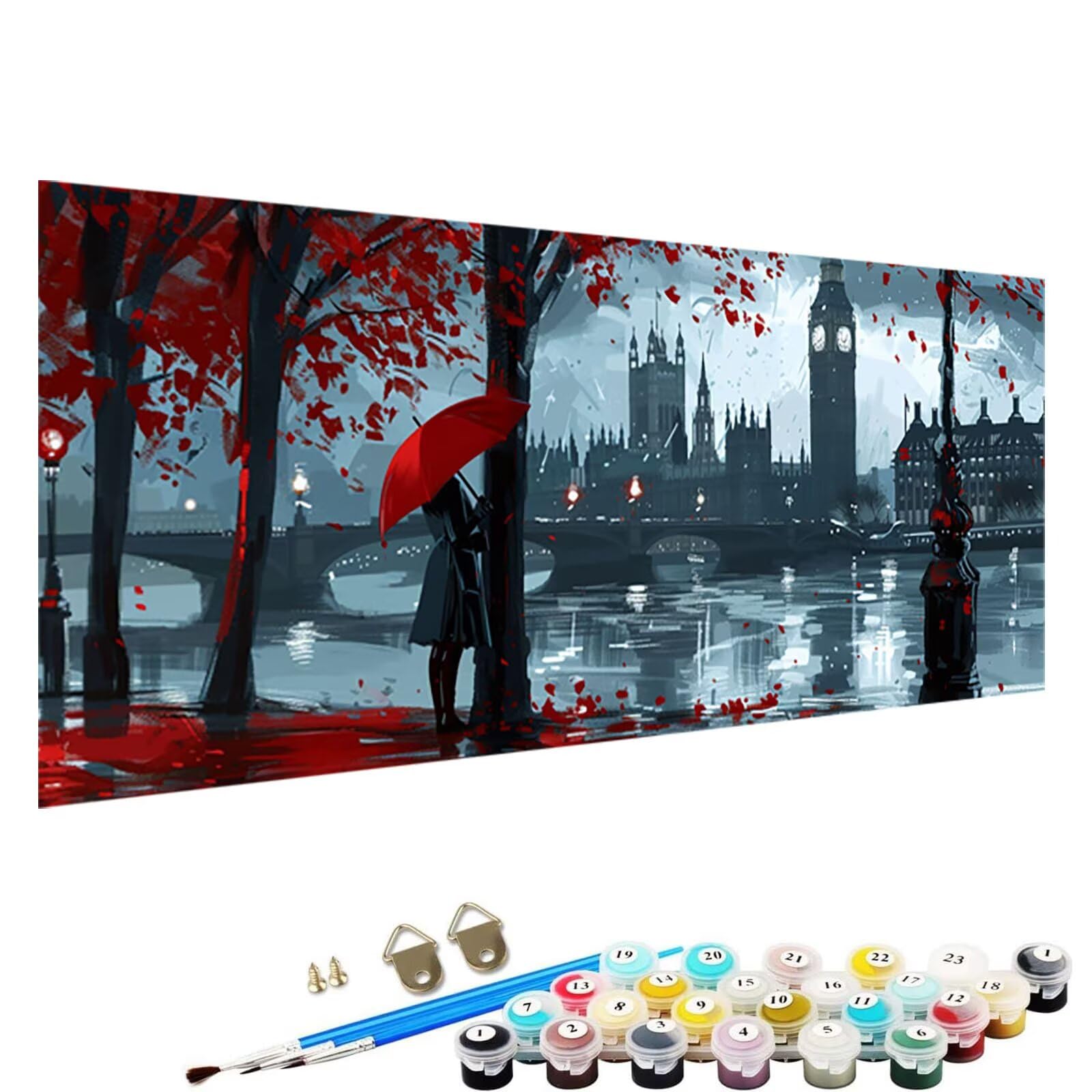 YALNSENN Big Ben 60 x 120 cm, malowanie według numerów, zestawy dla dorosłych i dzieci, rękodzieło artystyczne, zestaw do malowania numerów, pędzle i pigment akrylowy, jezioro D-40
