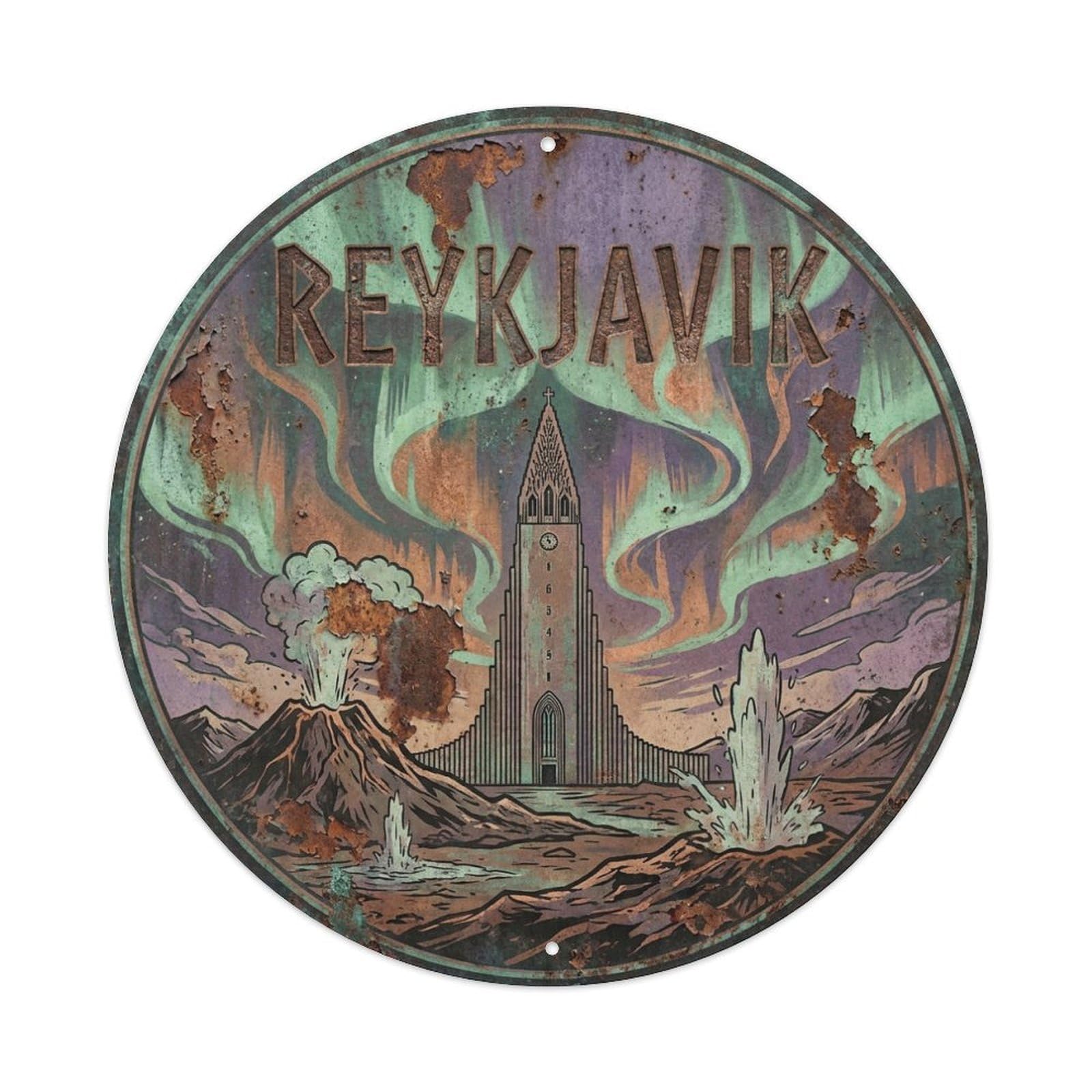 Vintage Travel Iceland Reykjavik Metal Tin Sign