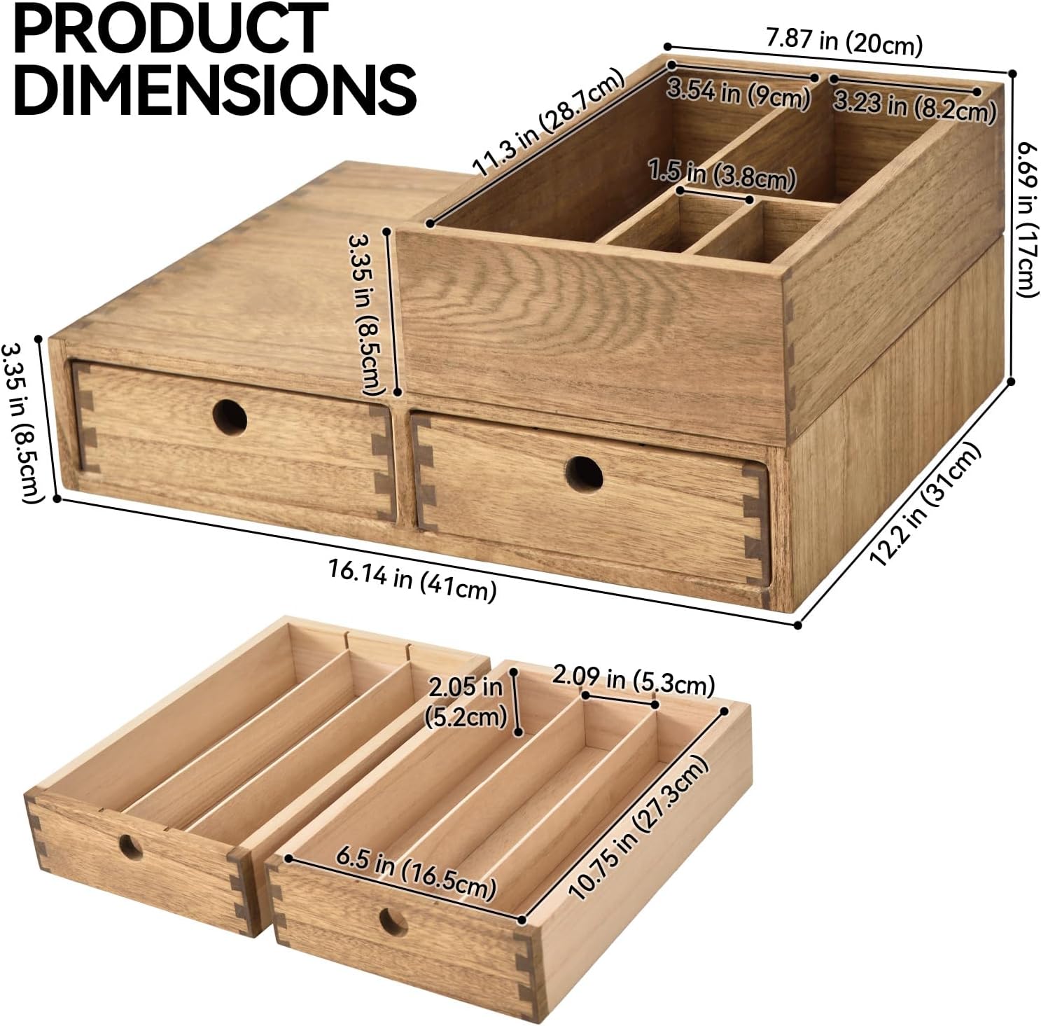 KIRIGEN Wood Coffee Station Organizer Coffee Bar Accessories Storage Organizer Tea Condiment Storage Organizer Coffee Pod Holder with Drawers Brown (KFJTZ-DBR)