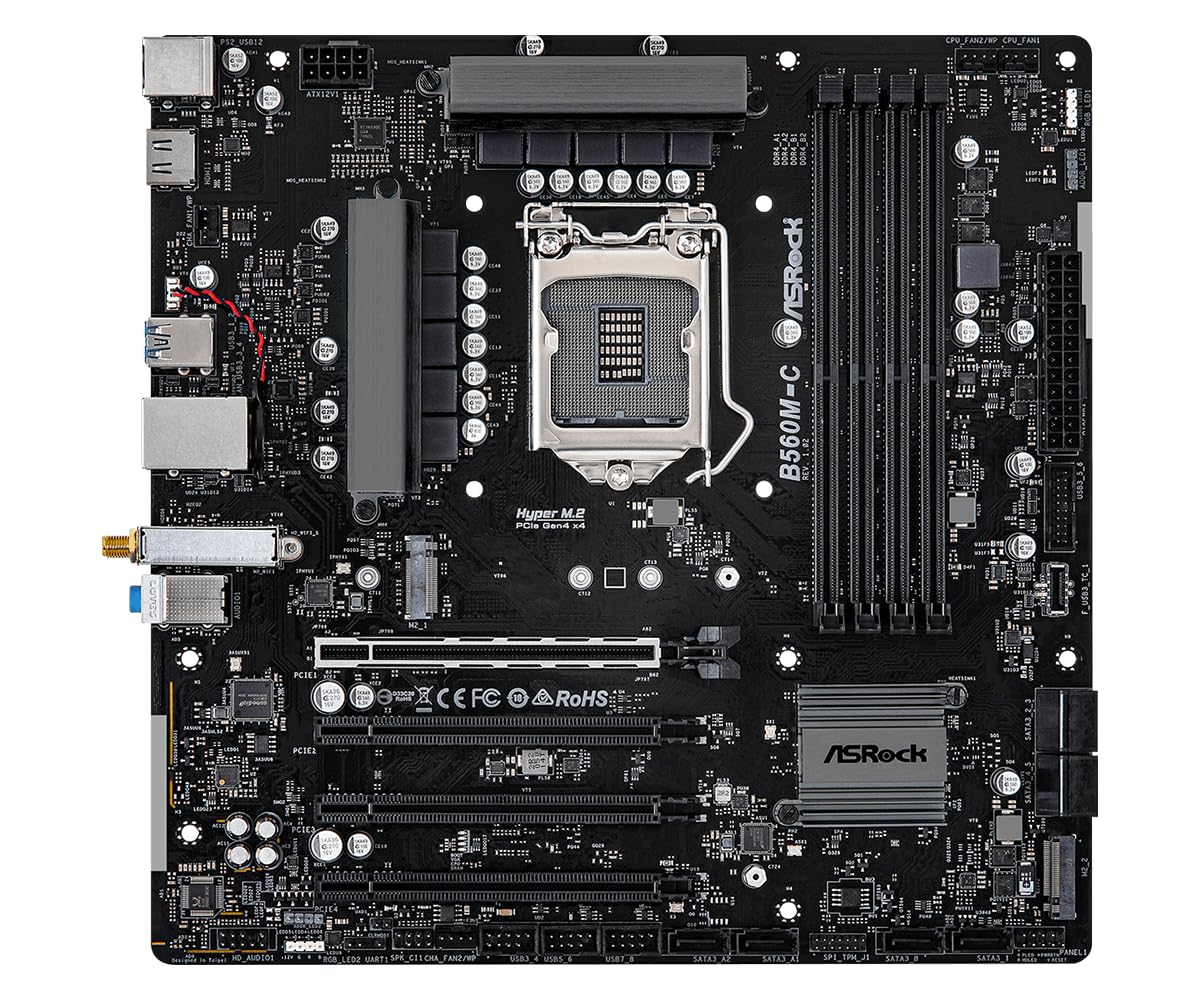 ASRock B560M-C Micro-ATX Motherboard, Supports 10th & 11th Gen Intel Core Processors (LGA1200), DDR4 4800MHz (OC), PCIe 4.0,