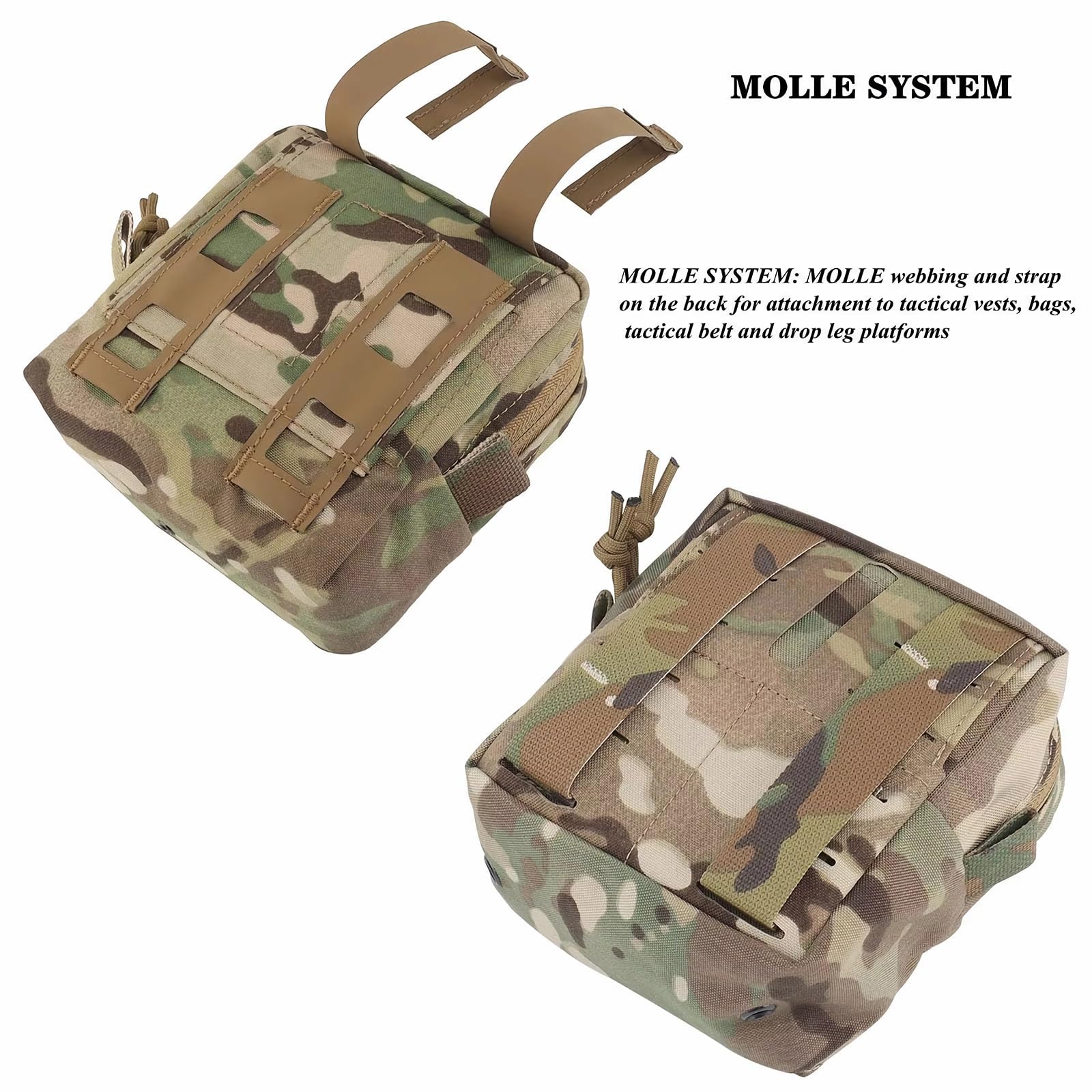 Taktyczne etui MOLLE 6 x 6 GP, 2-pak, odporne na wstrząsy pudełko ochronne z wyściełanymi wkładkami piankowymi, przechowywanie sprzętu Airsoft EDC do polowania na zewnątrz, Bcp, Jeden rozmiar