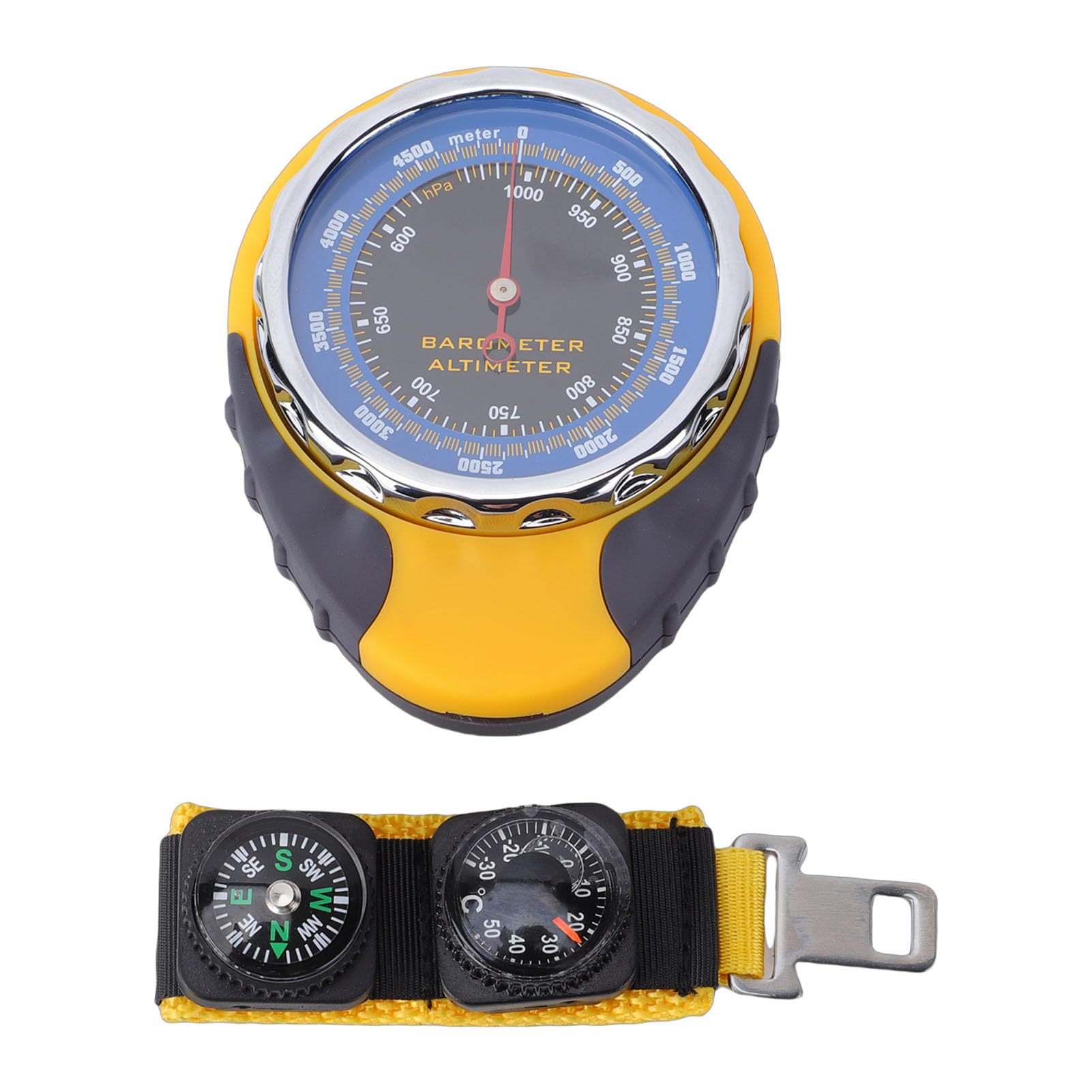 Fockety Altimetro Barometro, Misuratore di Temperatura con Bussola Ad Alta Precisione 0-5000m 580-1040hPa -30-50° Monitoraggio Meteorologico Quadrante Manometro Barometrico per la Pesca