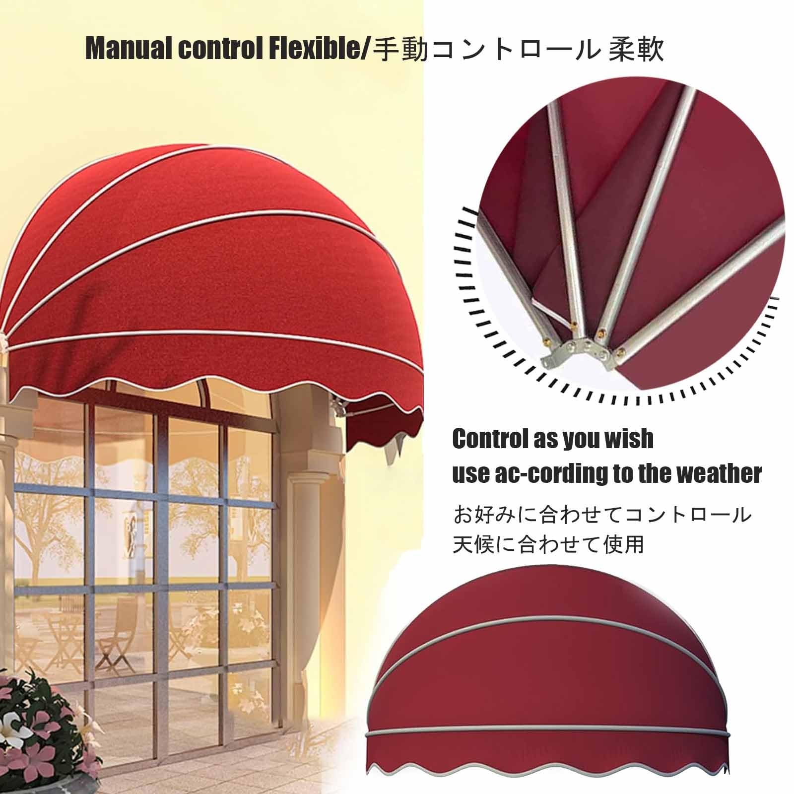 Kuppel-Sonnenschutz aus Segeltuch, für Terrasse, einziehbar, zusammenklappbar und wasserdicht, für den Außenbereich, 70 cm Durchmesser