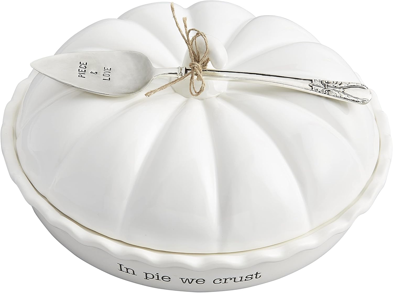 Mud Pie Circa Pumpkin Pie Dish Set, White, 5.5" x 10.5" dia - Thumbnail 2