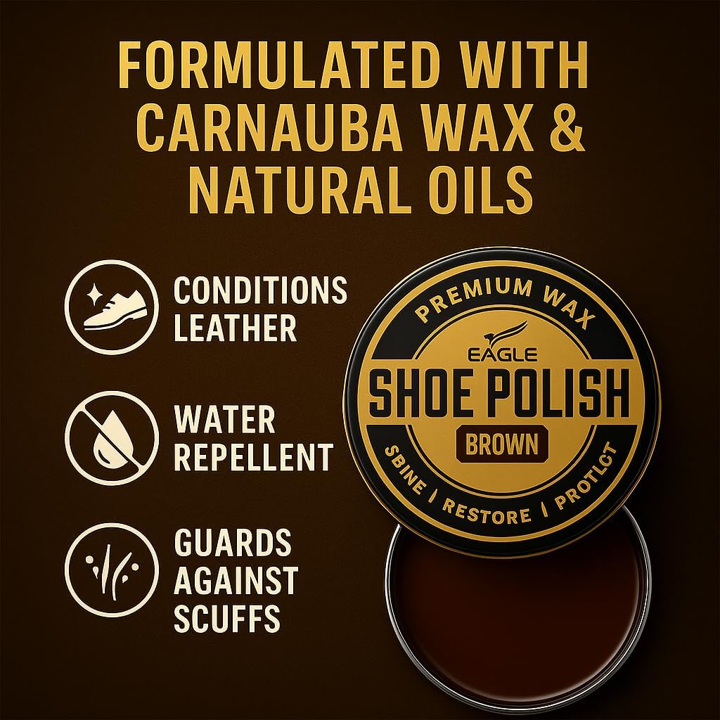 Eagle 13-Piece Shoe Polish Kit – Black, Brown & Neutral Shoe Wax & Boot Cream with Dauber Brushes and Shine Cloths – Leather Shoe Shine & Care Kit