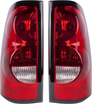 Boine Compatible With 2003 2004 2005 2006 Chevy Silverado 1500 2500 3500 Driver and Passenger Side Tail Light - Bulb and Harness Included