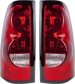 Boine Compatible With 2003 2004 2005 2006 Chevy Silverado 1500 2500 3500 Driver and Passenger Side Tail Light - Bulb and Harness Included