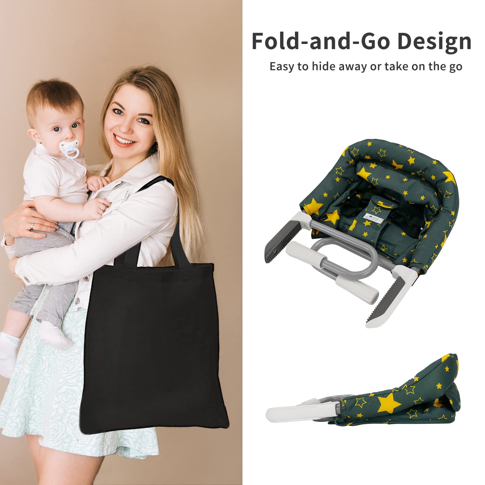 Teglu Seggiolino da Tavolo Bambini Portatile Pappa, Sediolina da Tavolo per Bambini Baby Pieghevole con Cintura di Sicurezza per Viaggio(da 6 a 36 mesi,15KG)