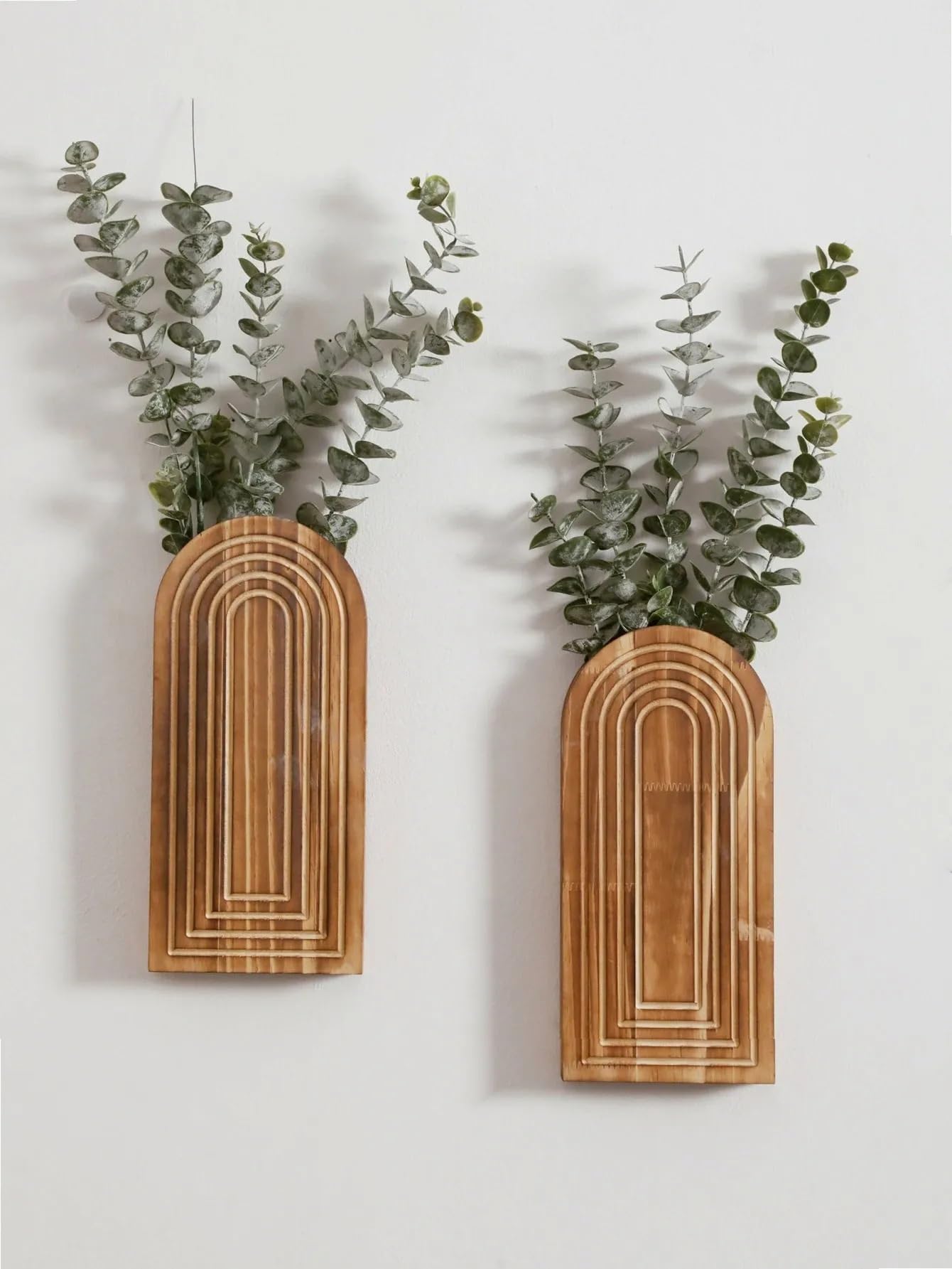 Wandvase Boho gewölbter Wandvasen-Übertopf aus Holz
