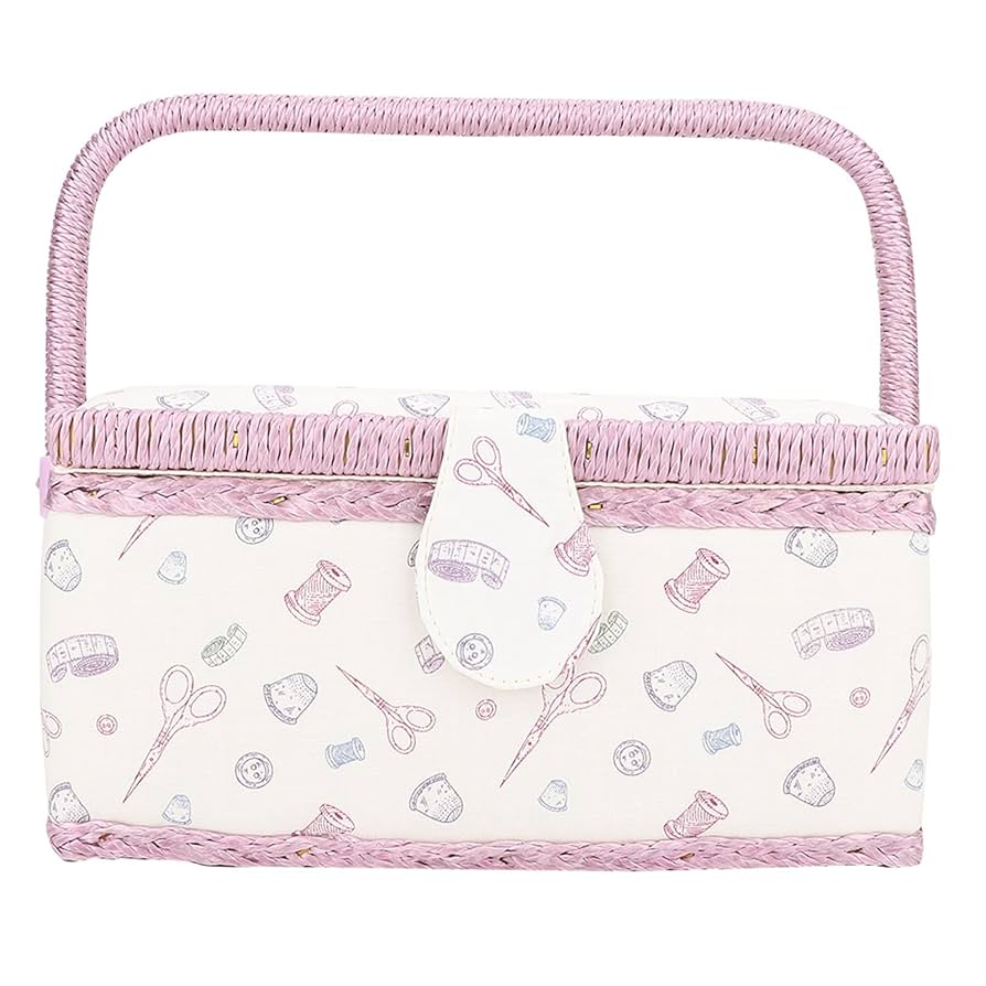 Kit Organizer Da Cucito - Scatola A Doppio Strato, Tessuto Floreale, Maniglia, Per Fili E Accessori - Foto 3