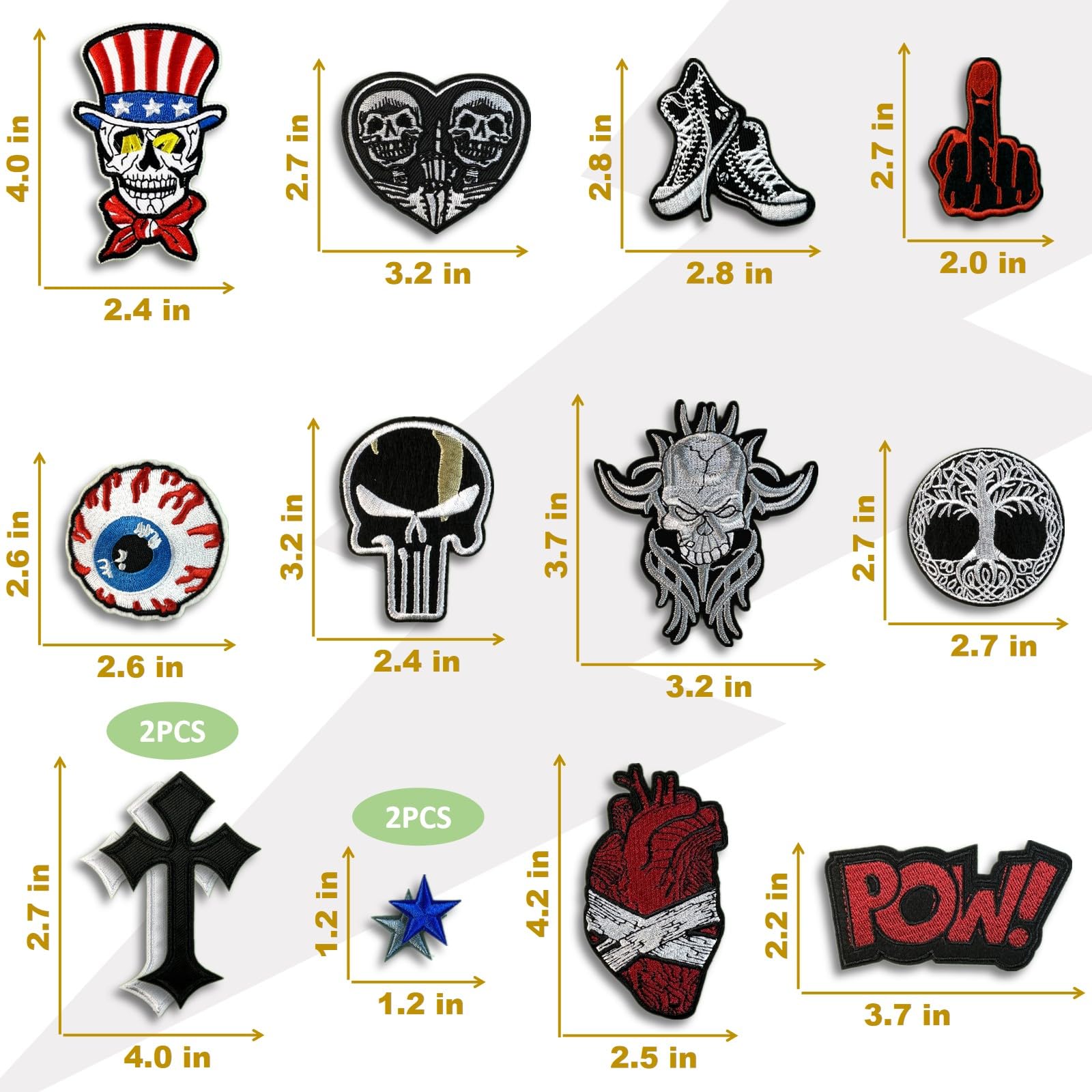 Parches bordados oscuros para planchar para ropa, parches de banda de rock para chaquetas, parches de costura fresca para mochilas, jeans, sombreros, accesorios de bricolaje (Dark3, 14 piezas)
