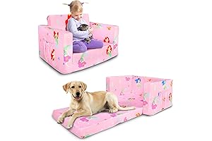 Kids Couch: Super Soft Fold Out Toddler Sofa Bed for Girls and...