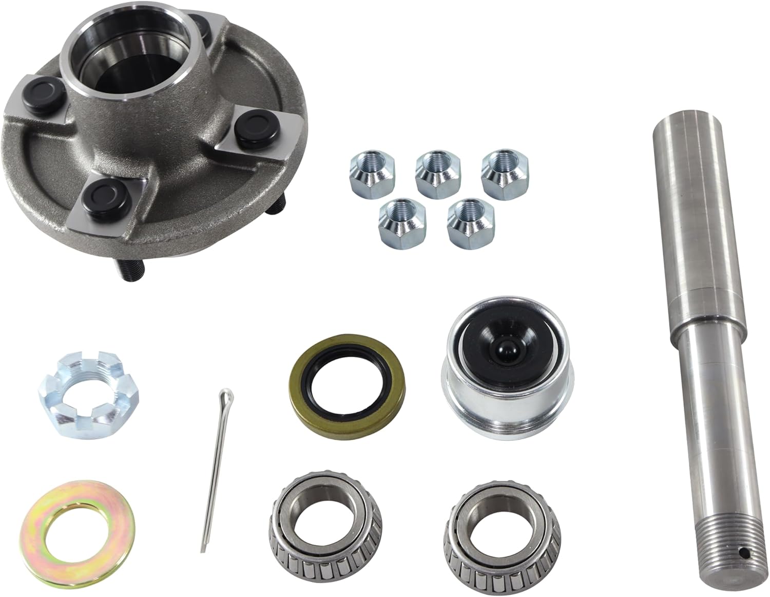 Trailer Axle Kits with 4 on 4" Bolt Idler 1" Hub & Round Bt8 Spindle - Set of 2