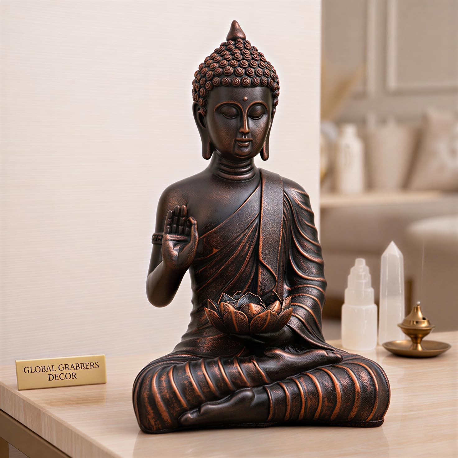 Polystone Home Decor Decoration Buddha Idol Statue Showpiece Gift Gifting Item-A_COP-DB2-(13)